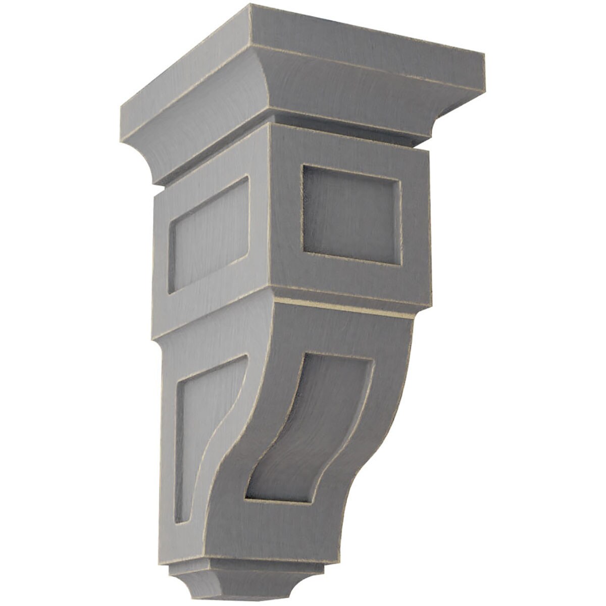 Ekena Millwork CORWD04X04X08RYPG 4-in x 4.75-in x 8-in Vintage Decor Finished Rubberwood Gray Wood Paintable/Stainable Corbel