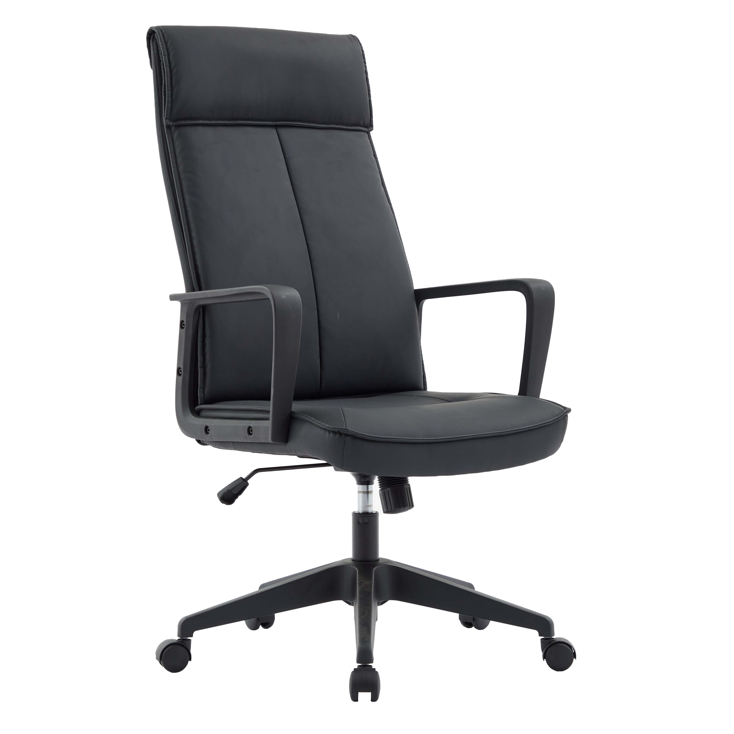 Leisuremod - Alaria Black Contemporary Ergonomic Adjustable Height Swivel Faux leather Task Chair
