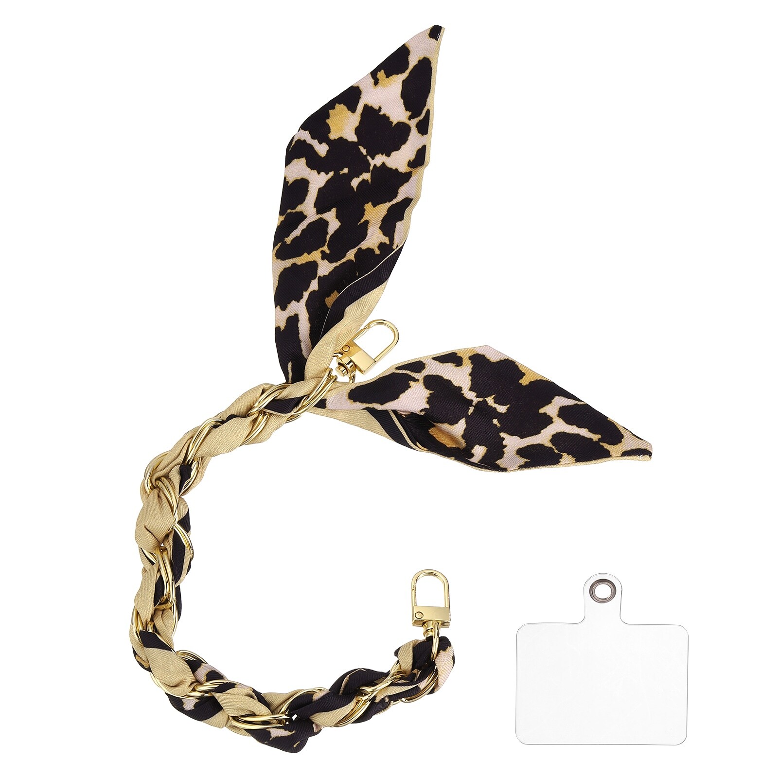 Unique Bargains Scarf Cell Phone Wristlet Chain Strap 12 Inch Phone Wrist Lanyard with Tether Tabs Brown Black