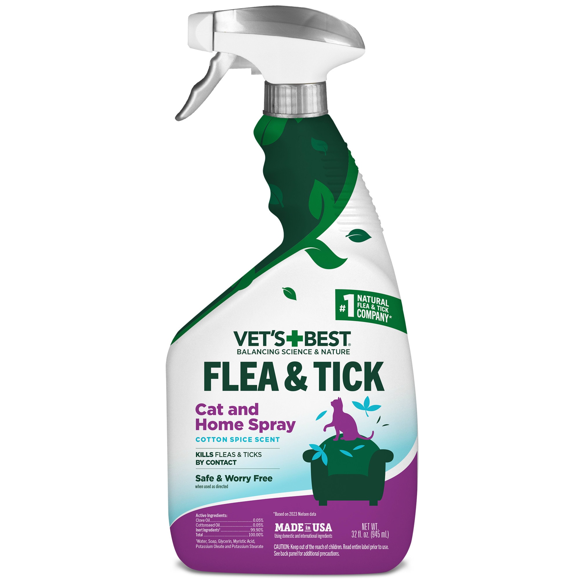 Vet's Best Vets Best Flea and Tick Cat and Home Spray 32 fl. oz.