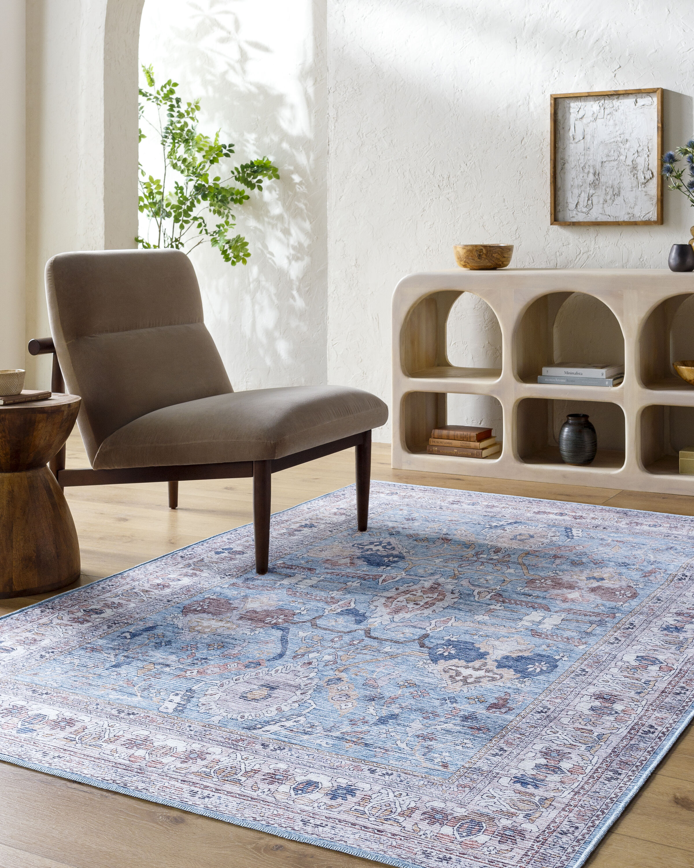 Livabliss GOR2302-2712 Georgina 2 x 12 (ft) Polyester Blue Rectangular Indoor Vintage Machine washable Runner rug
