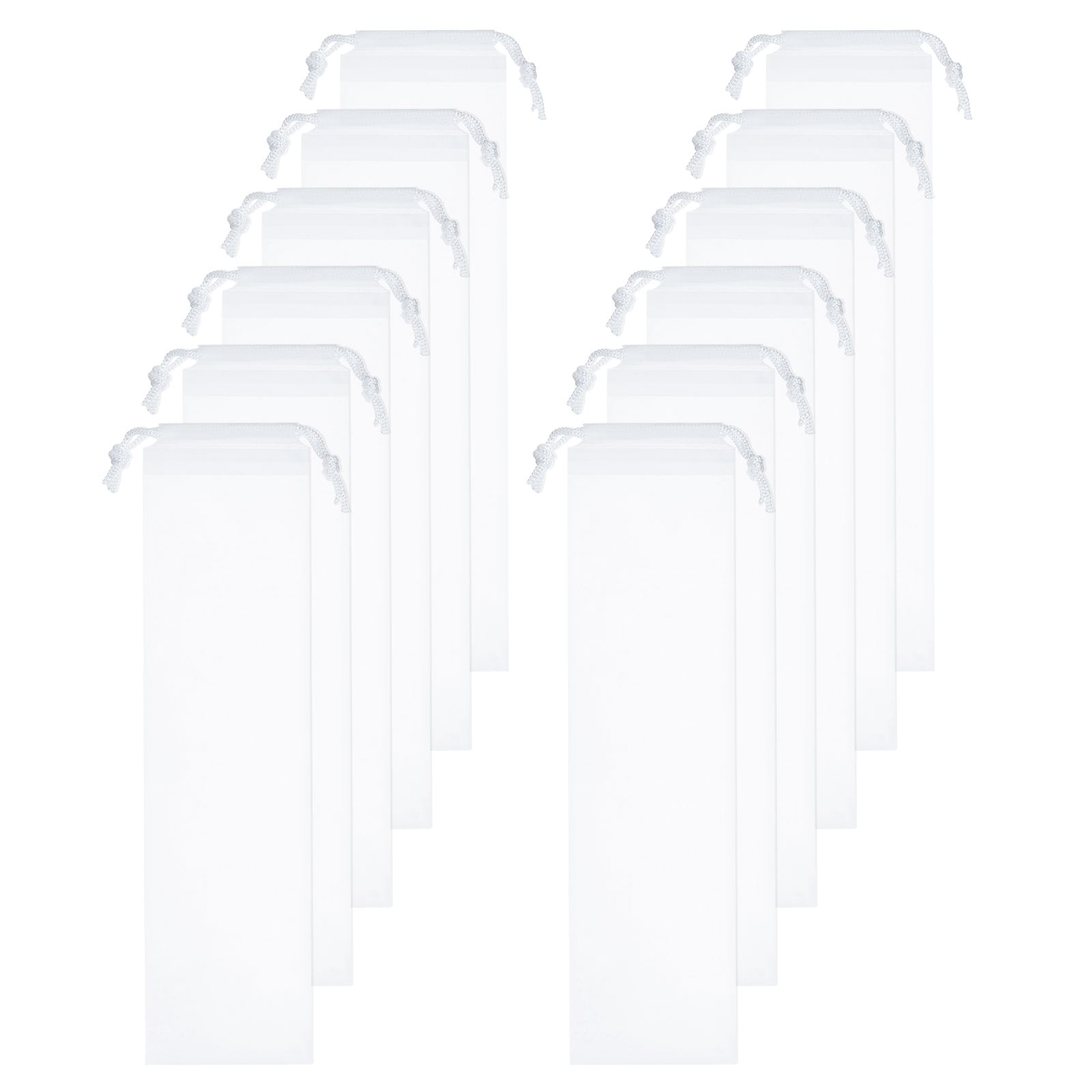 Harfington 12pcs Umbrella Bags 21.7 x 5.1 Inch Wet Umbrella Sleeve Cover Reusable Folding Umbrella Storage Bag with Drawstring for Folding Travel Umbrellas White