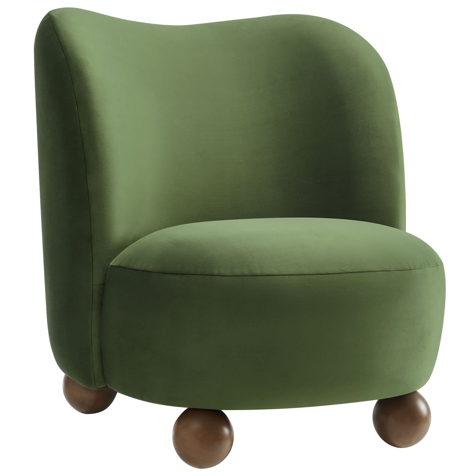  Monroe Performance Velvet Accent Chair in Moss Green Walnut