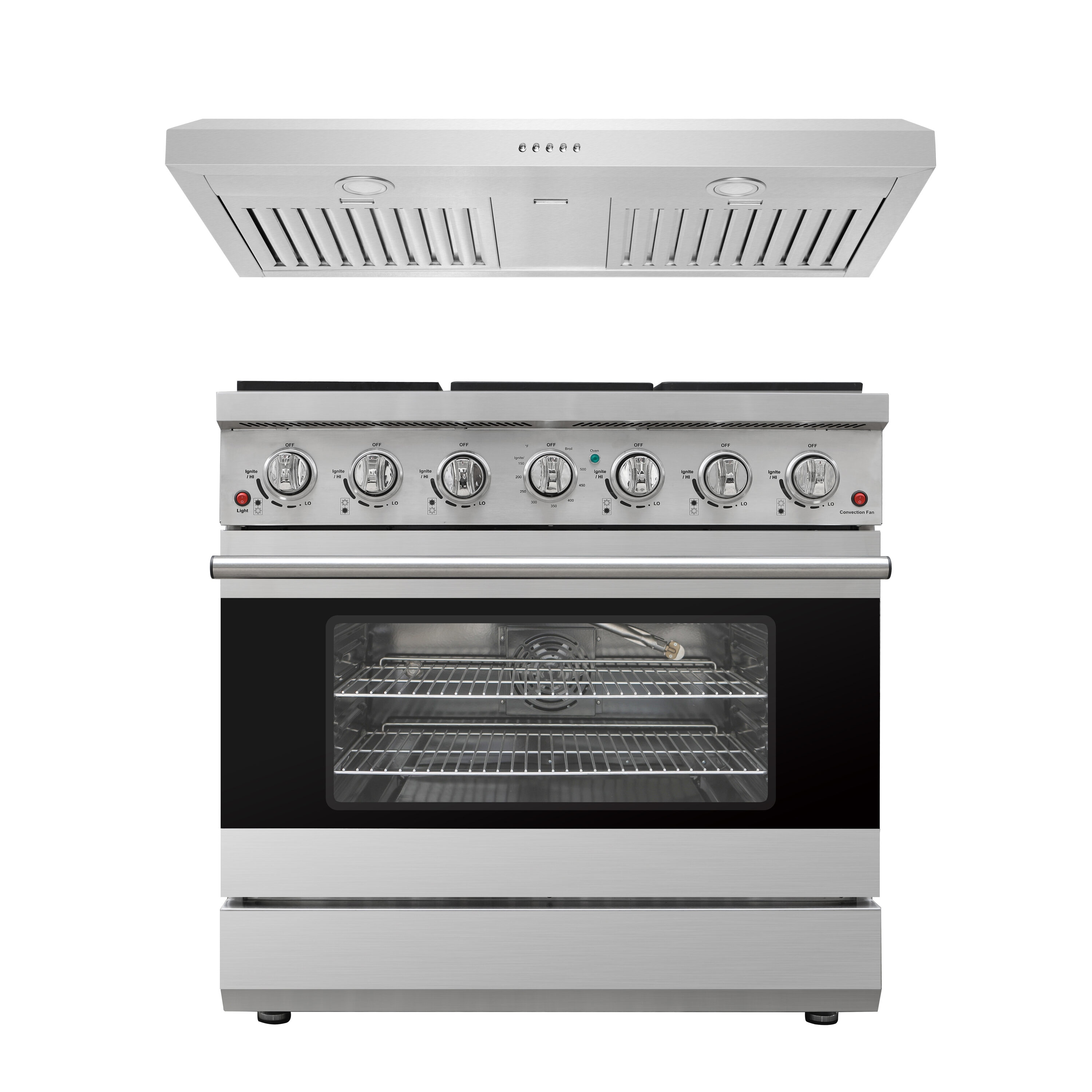 DURO FF3618BD 36-in 6 burners 5.5-cu ft Convection Oven Freestanding Natural Gas Range ( Stainless Steel )