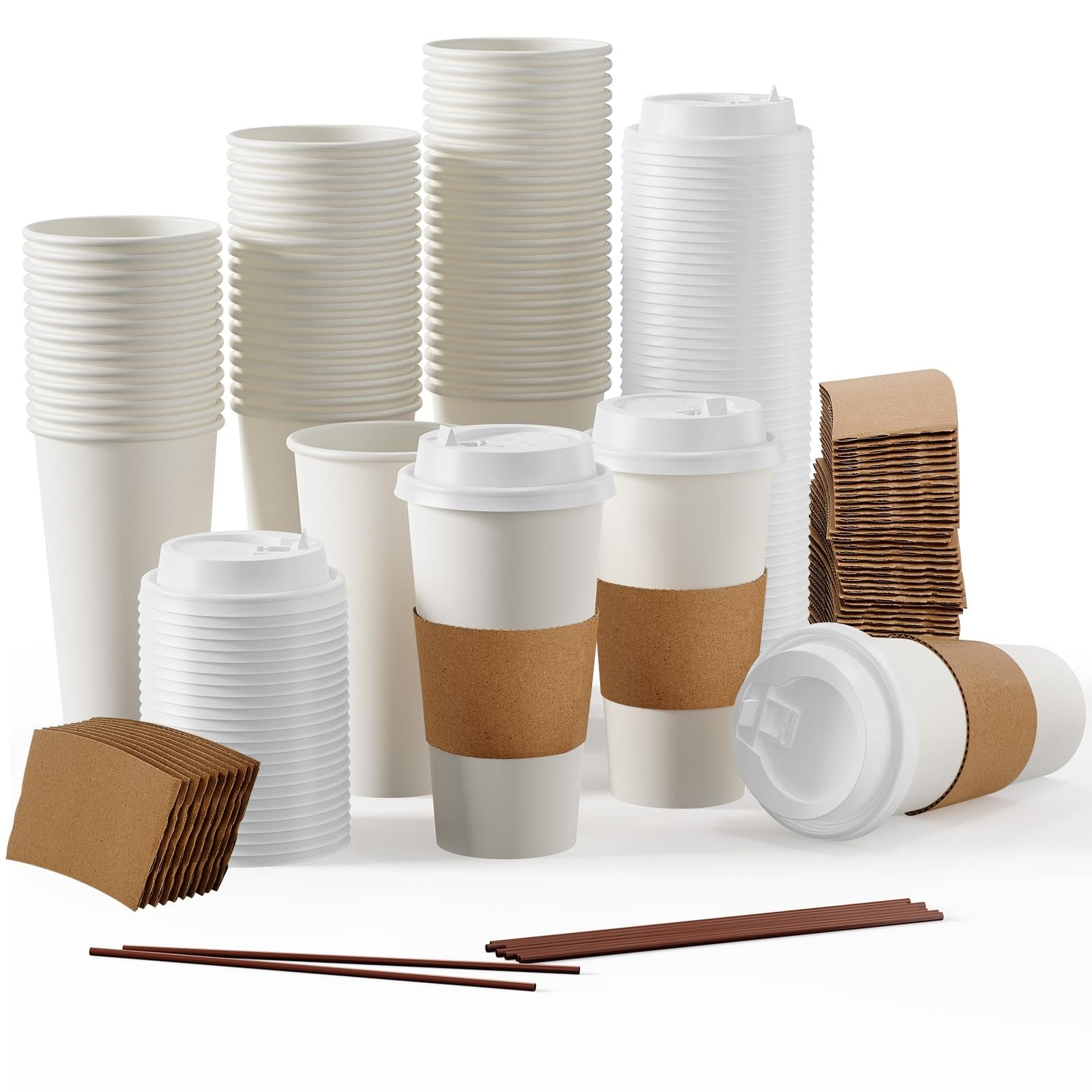 Etokfoks  20 oz White Paper Coffee Cups Disposable Paper Tableware Product Type Hot Cold Beverage Drinking Cup 50 Pack