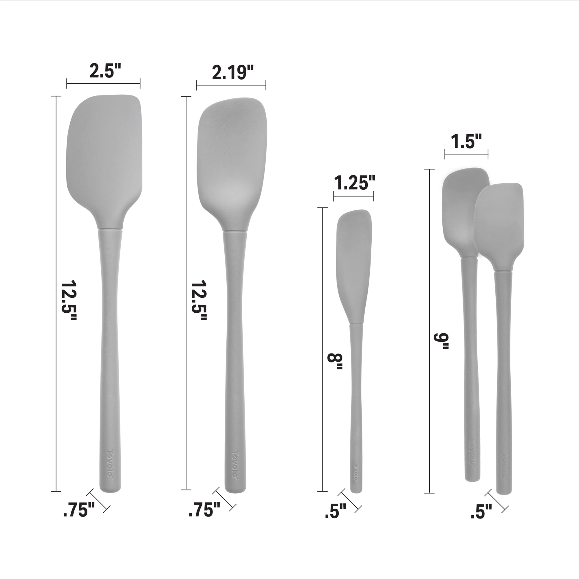Tovolo Flex-Core Stainless Steel Handled 5-Piece Spatula Set (Charcoal)