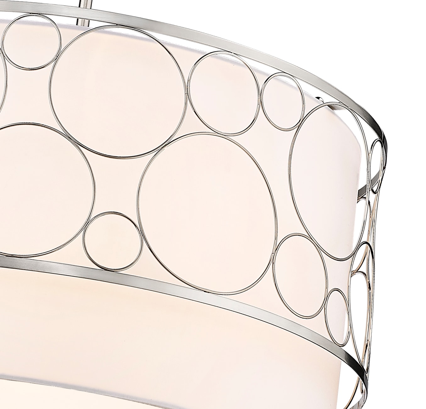 24" Brushed Nickel Drum Pendant Light with White Shade
