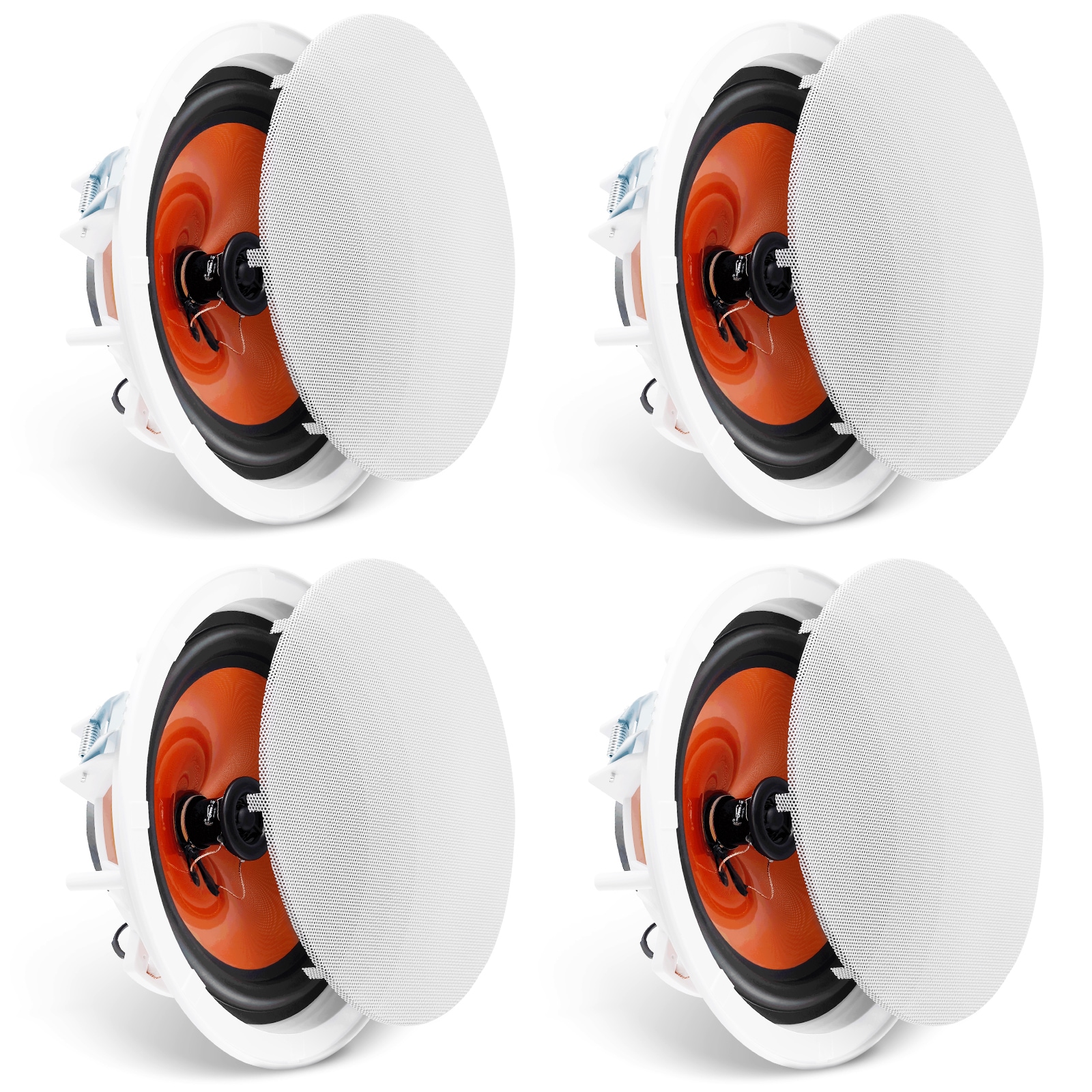 VEVOR 4 PCs 8 Inch in Ceiling Speakers  100-Watts  Flush Mount Ceiling and in-Wall Speakers System with 8ohm Impedance 89dB Sensitivity  for Home Kitchen Living Room Bedroom or Covered Outdoor Porches