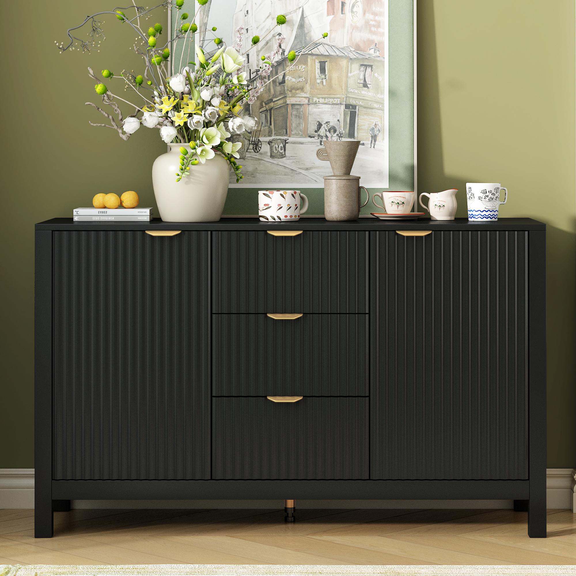 Bayfeve Contemporary/Modern Black Sideboard