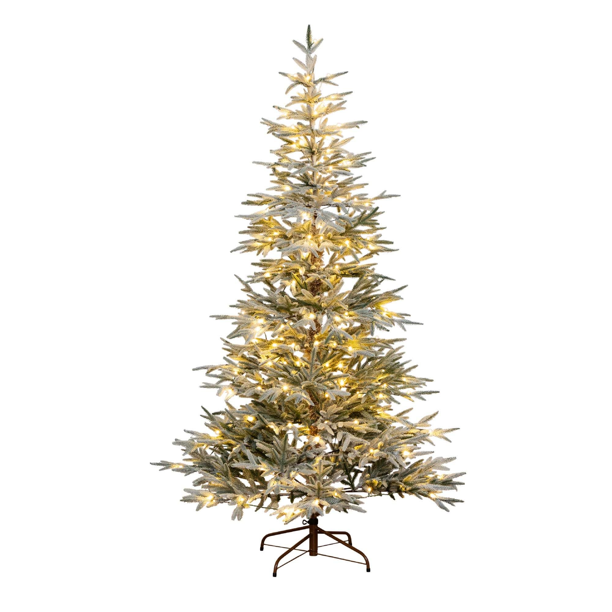 Nearly Natural T4793 7-ft Fir Pre-lit Flocked Artificial Christmas Tree with White LED Lights