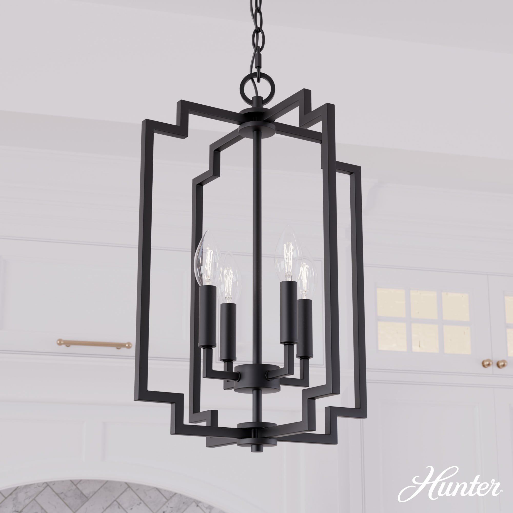 Hunter 45240 Zoanne Matte Black 4 Light Pendant Ceiling Light Fixture