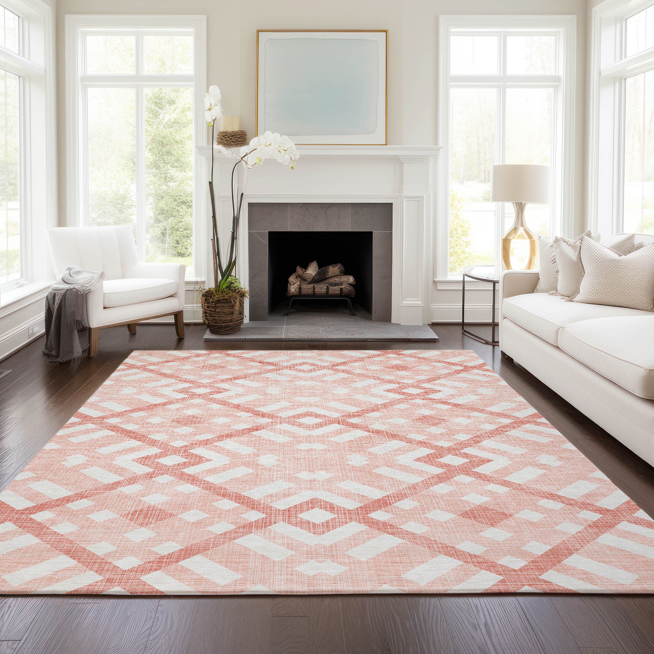 Addison Rugs ACN616SM10X14 Chantille ACN616SM 10 x 14 (ft) Polyester Salmon Rectangular Indoor/Outdoor Abstract Machine washable Area rug
