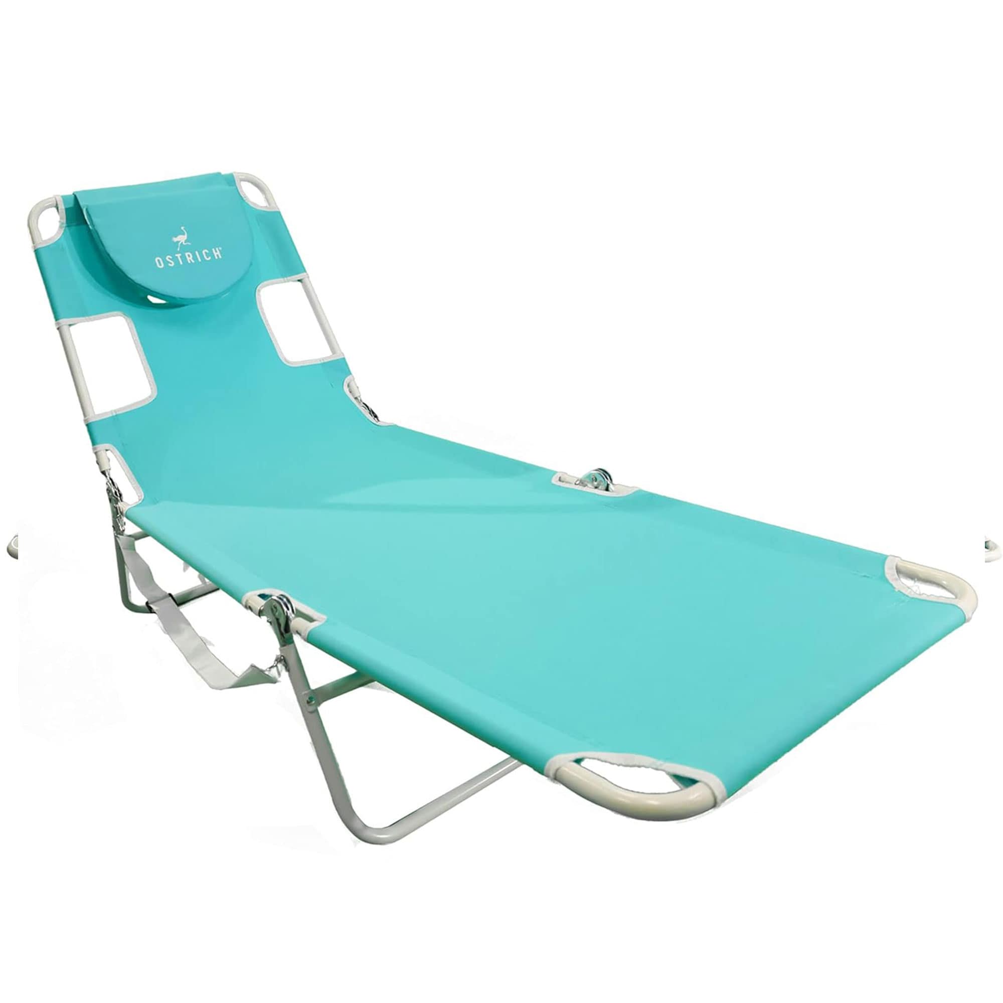 Ostrich 398786 Polyester Blue Folding Beach lounger Adjustable and Carrying Strap/Handle Included