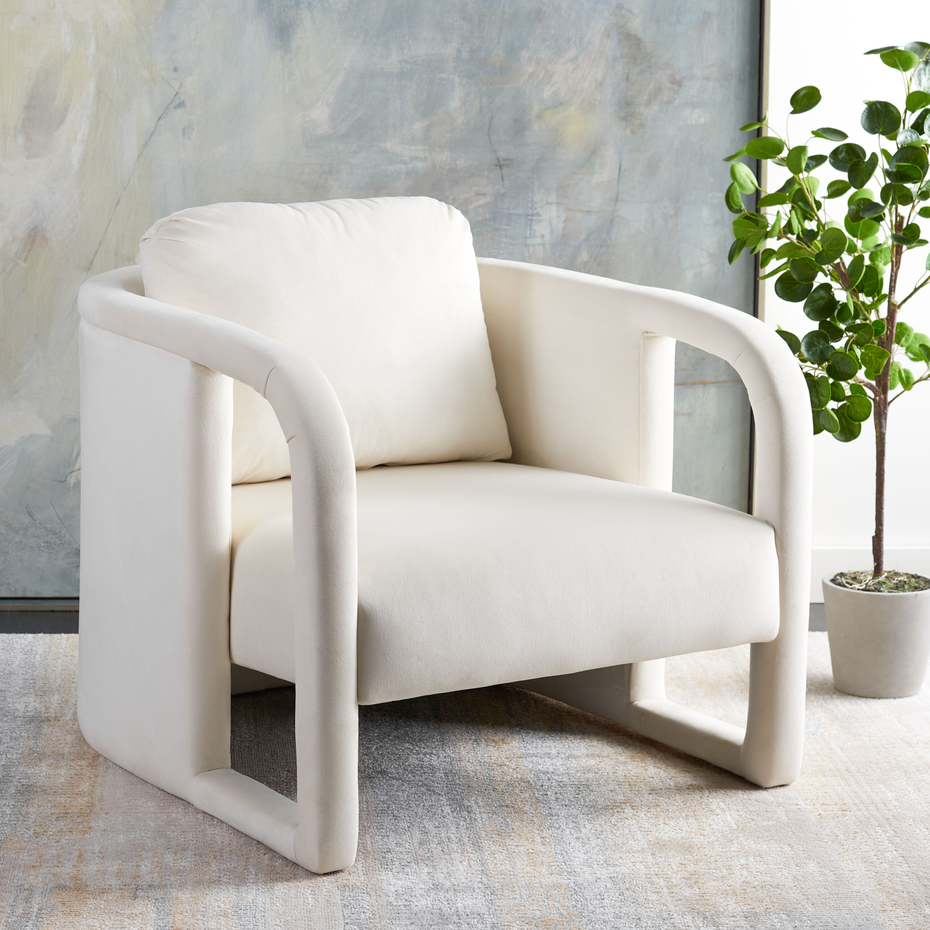 Modern cream accent outlet chair