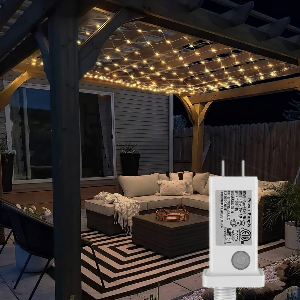 ITOPFOX - 1 Pack 10 ft x 10 ft Outdoor Net Lights 270 LED Mesh Lights with 8 Lighting Modes Conn...