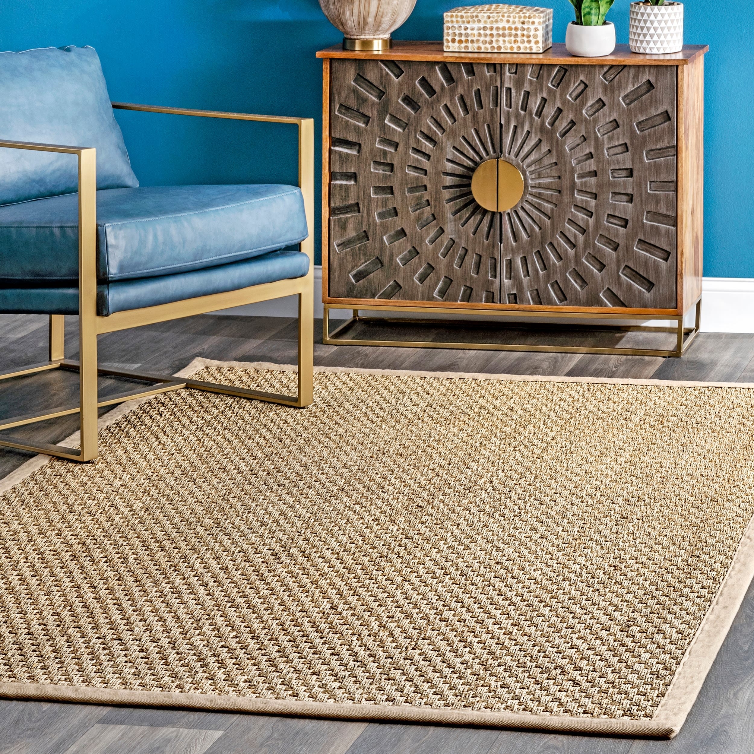 nuLOOM HJSG01A-609 6 x 9 (ft) Loomed Seagrass Natural Rectangular Indoor Border Coastal Area rug