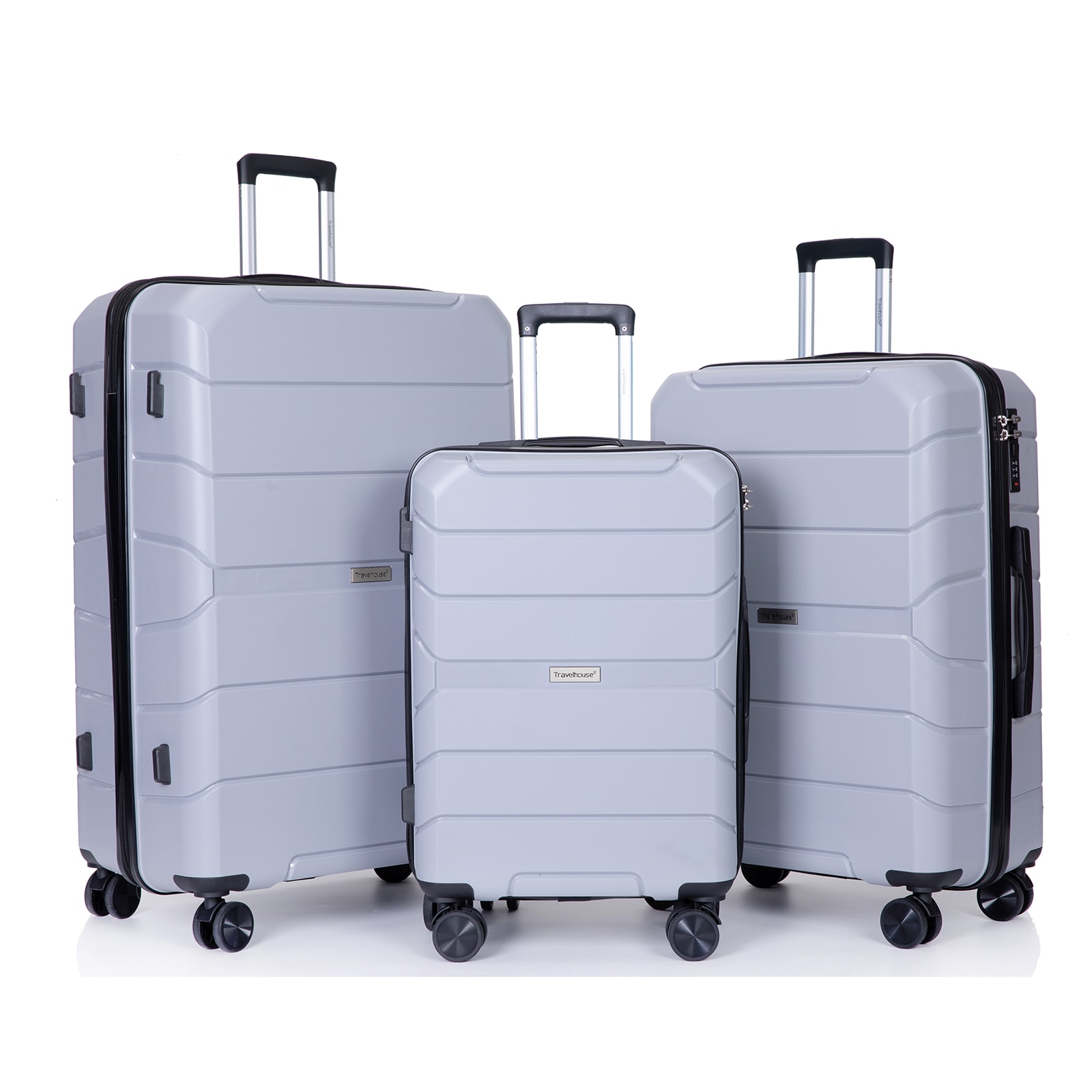 Flynama L-52159 18.5'' x 11.6'' x 30.5'' Silver Polychloroprene Hardshell Suitcase set