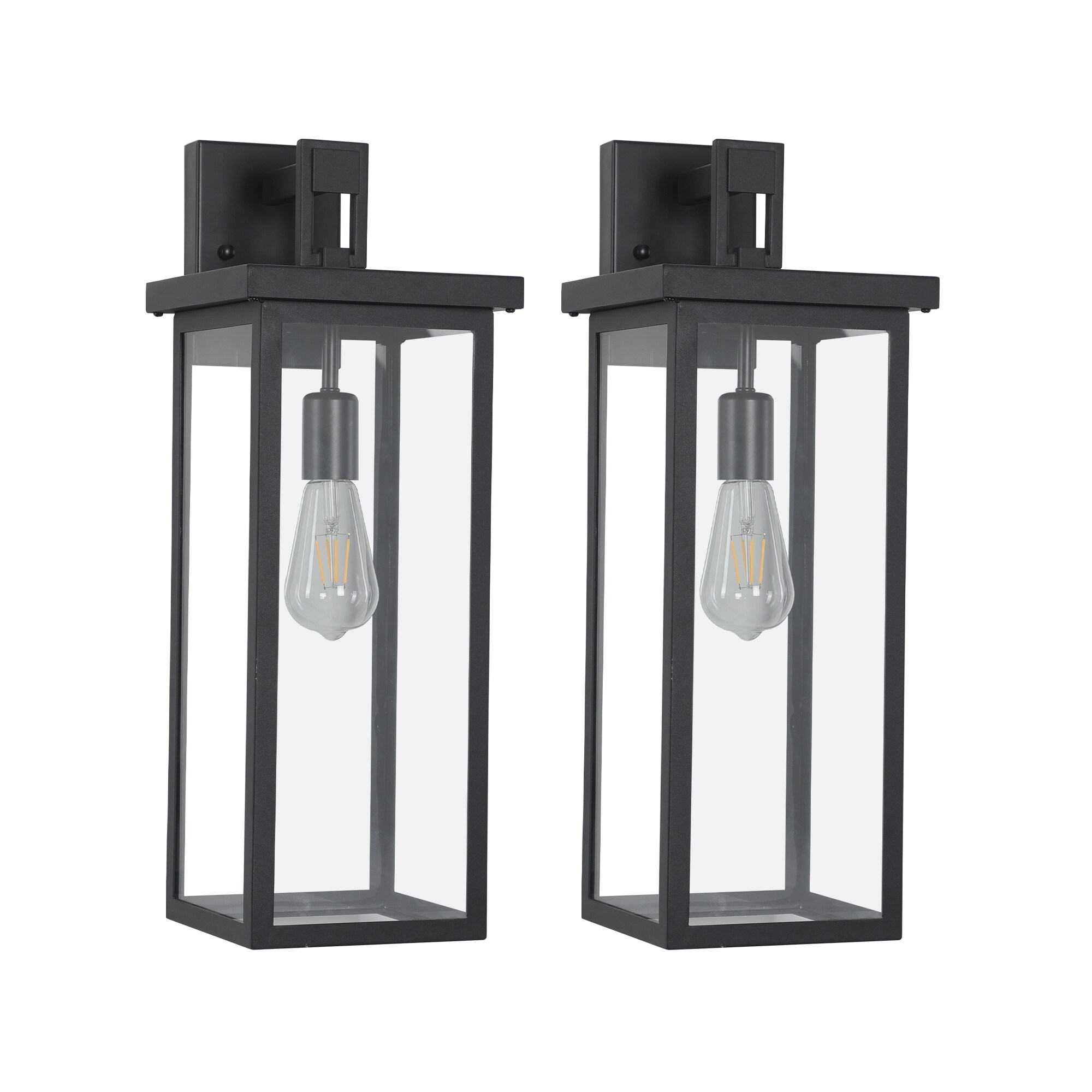 Kahomvis MIX-QPMS-0044 2 -Light 19.7-in H Black Hardwired Outdoor Wall Light