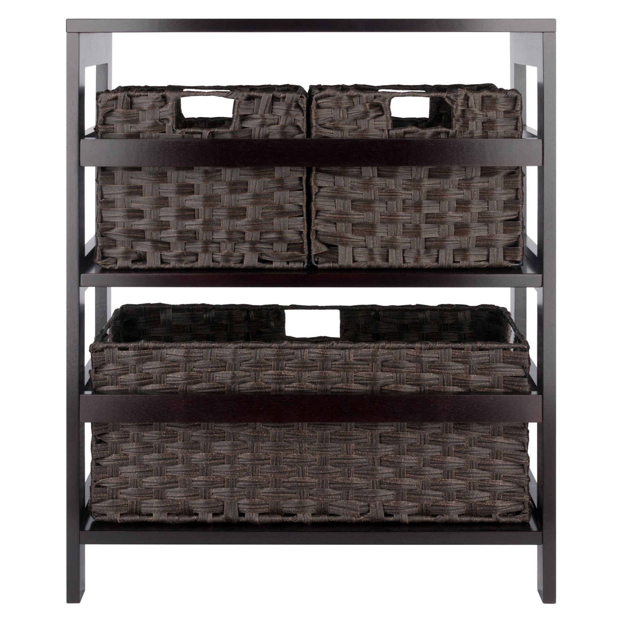 29.21 2 Tier Leo Shelf Storage or Bookshelf Wide Espresso Brown - Winsome