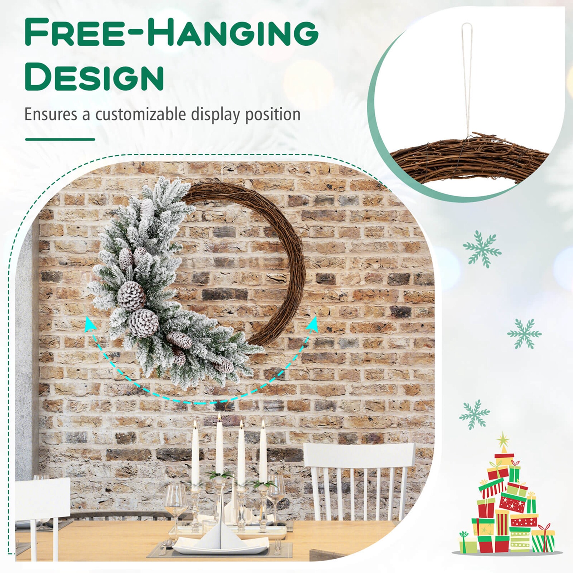 Costway HCST04107 Artificial-Christmas-Wreaths - View #7