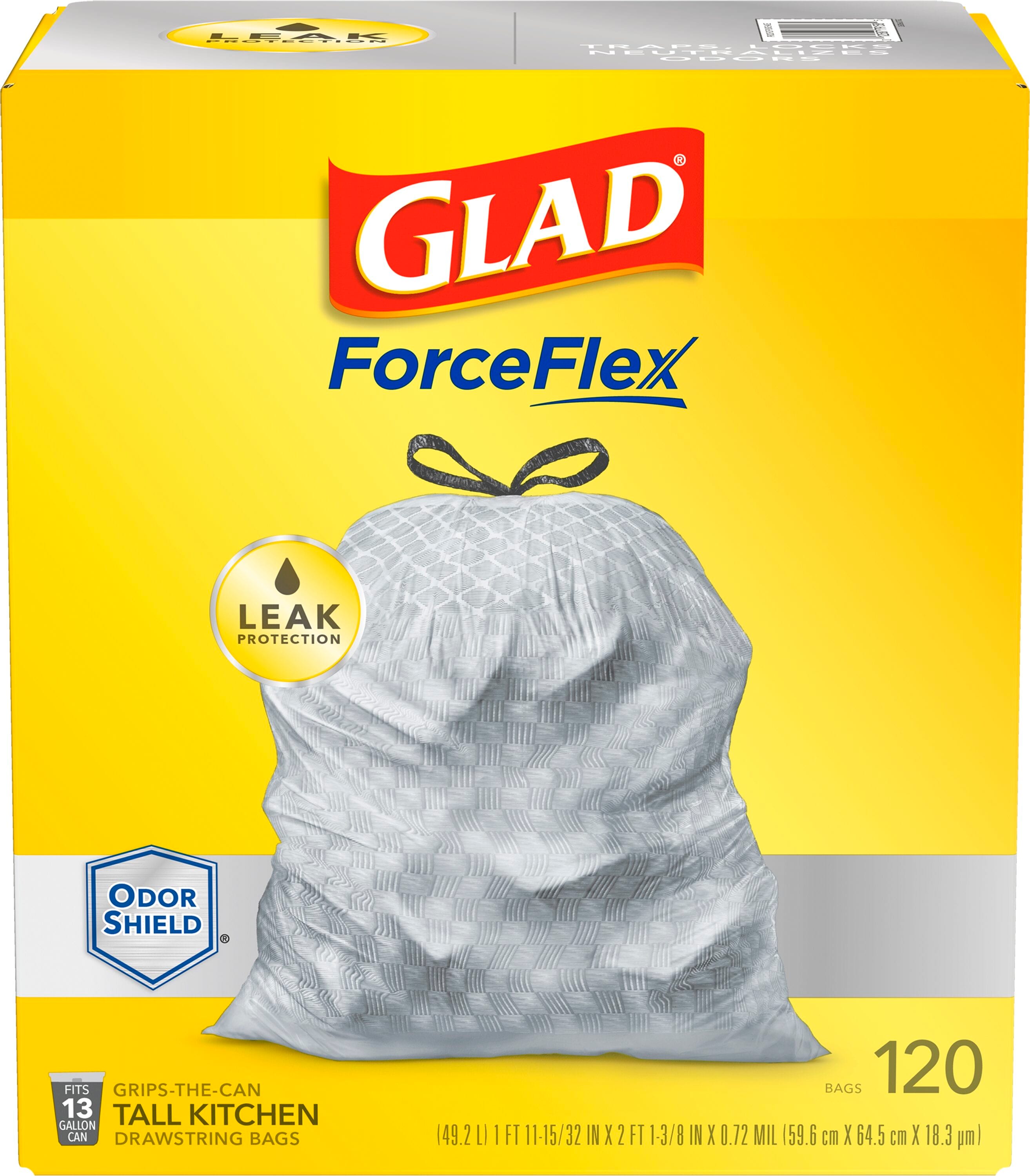 Glad ForceFlex MaxStrength 13 Gal. Drawstring Trash Bags, 120 ct. - Cherry  Blossom Scent