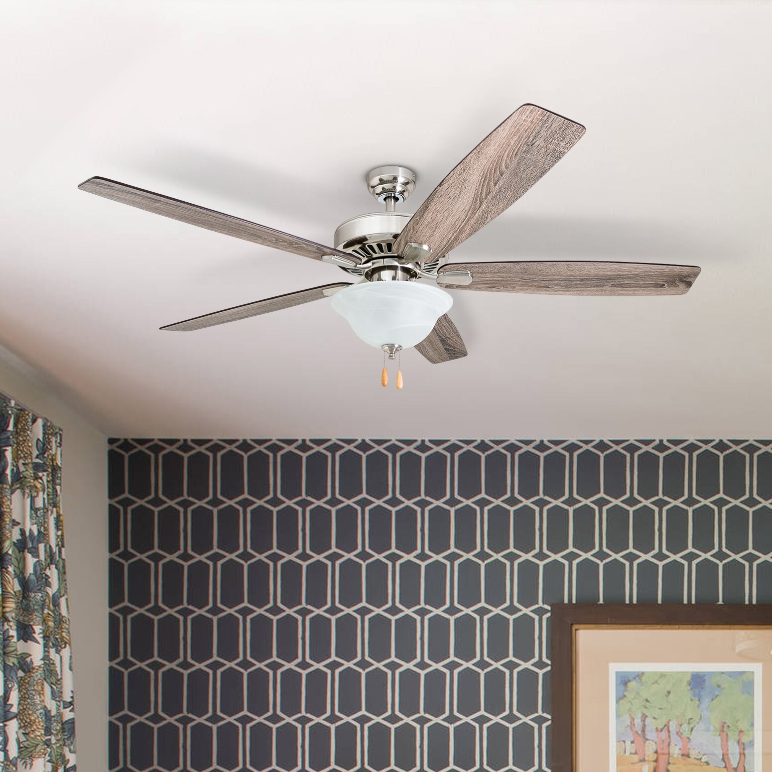 Prominence Home Westcott 60-in Brushed Nickel Indoor Ceiling Fan with ...