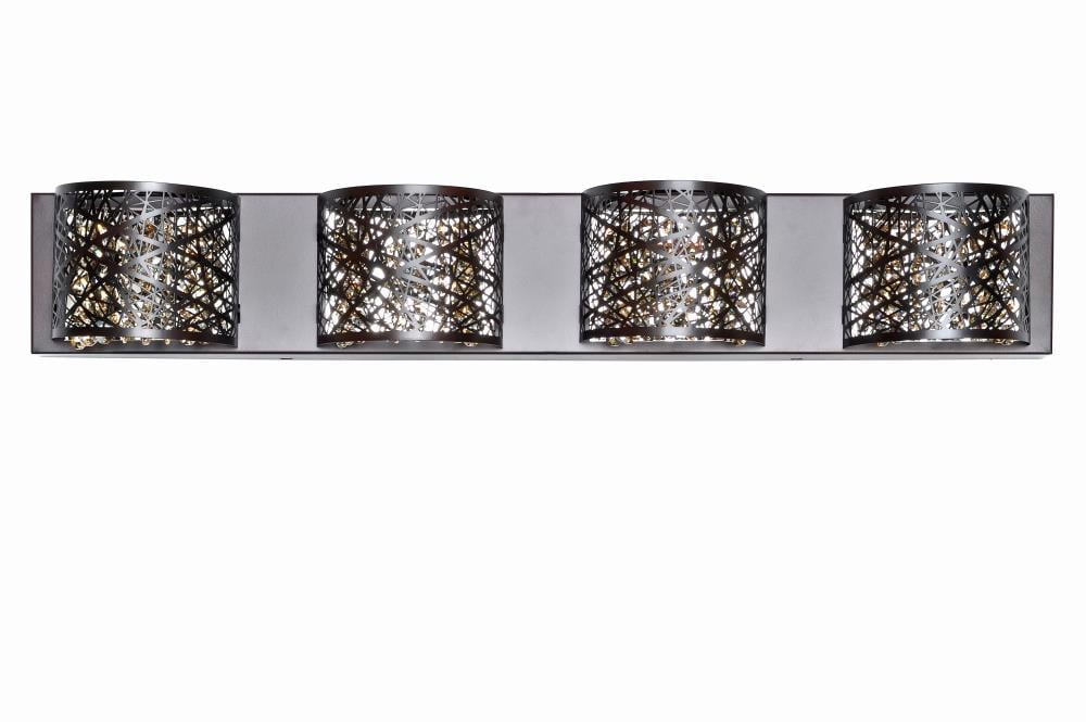 Luxurious Bronze 4-Light Vanity with Cognac Crystal Accents