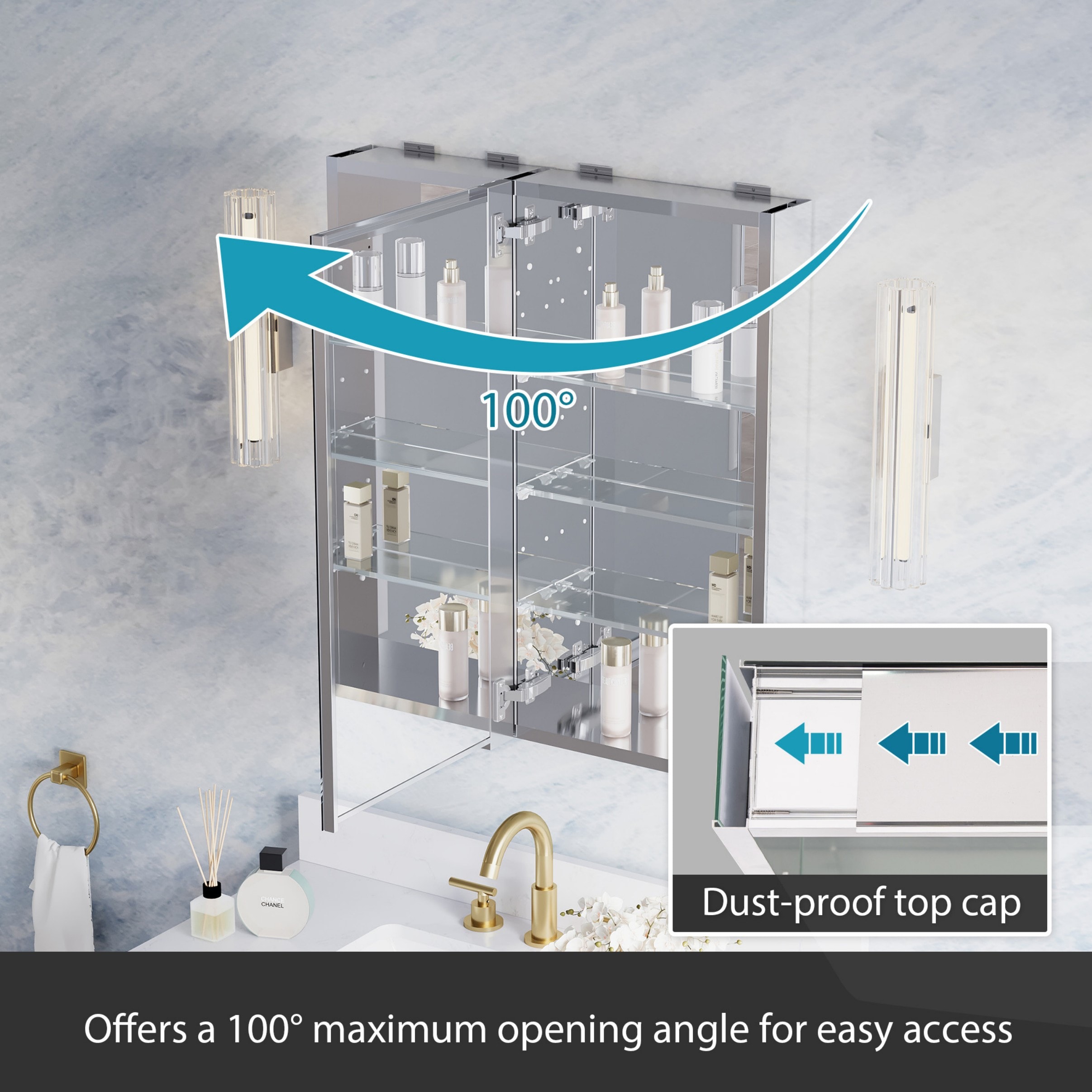 WELLFOR 1230MCB16L Bathroom-Wall-Cabinets - View #5