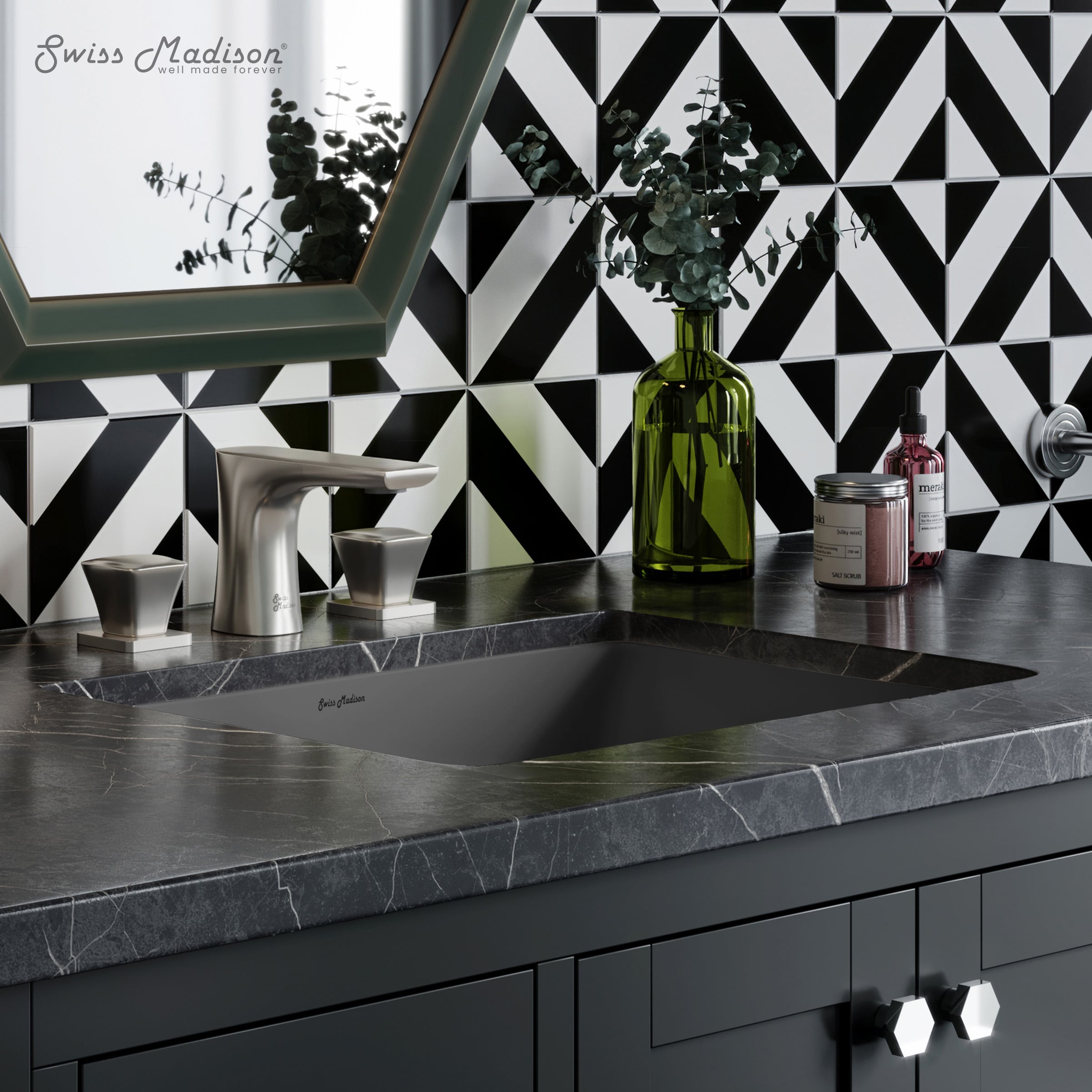 Swiss Madison SM-25-UMNNS01MG Nantes Ceramic 18.5-in Undermount Rectangular Modern Matte Gray Bathroom Sink