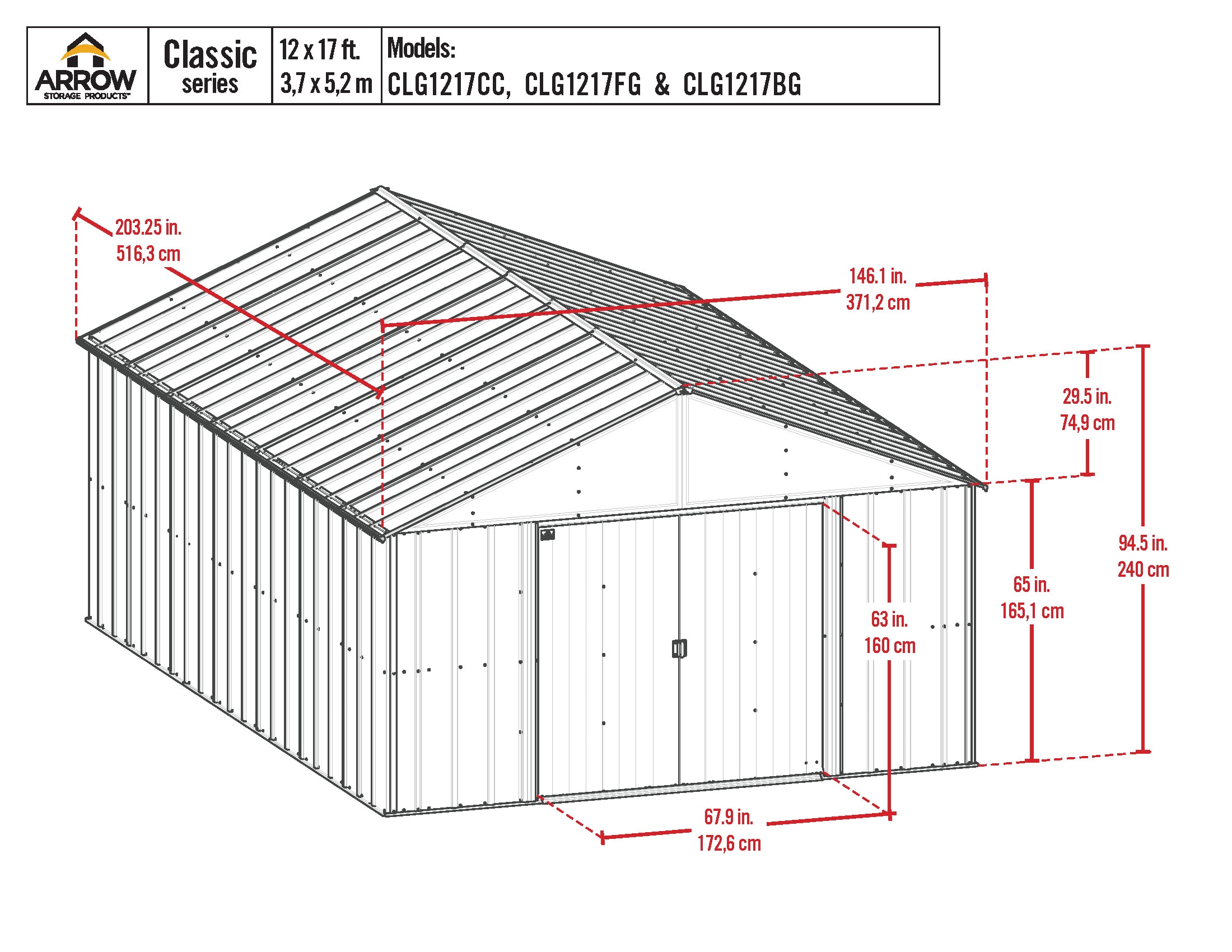 Arrow CLG1217FG Metal-Storage-Buildings-Sheds - View #3