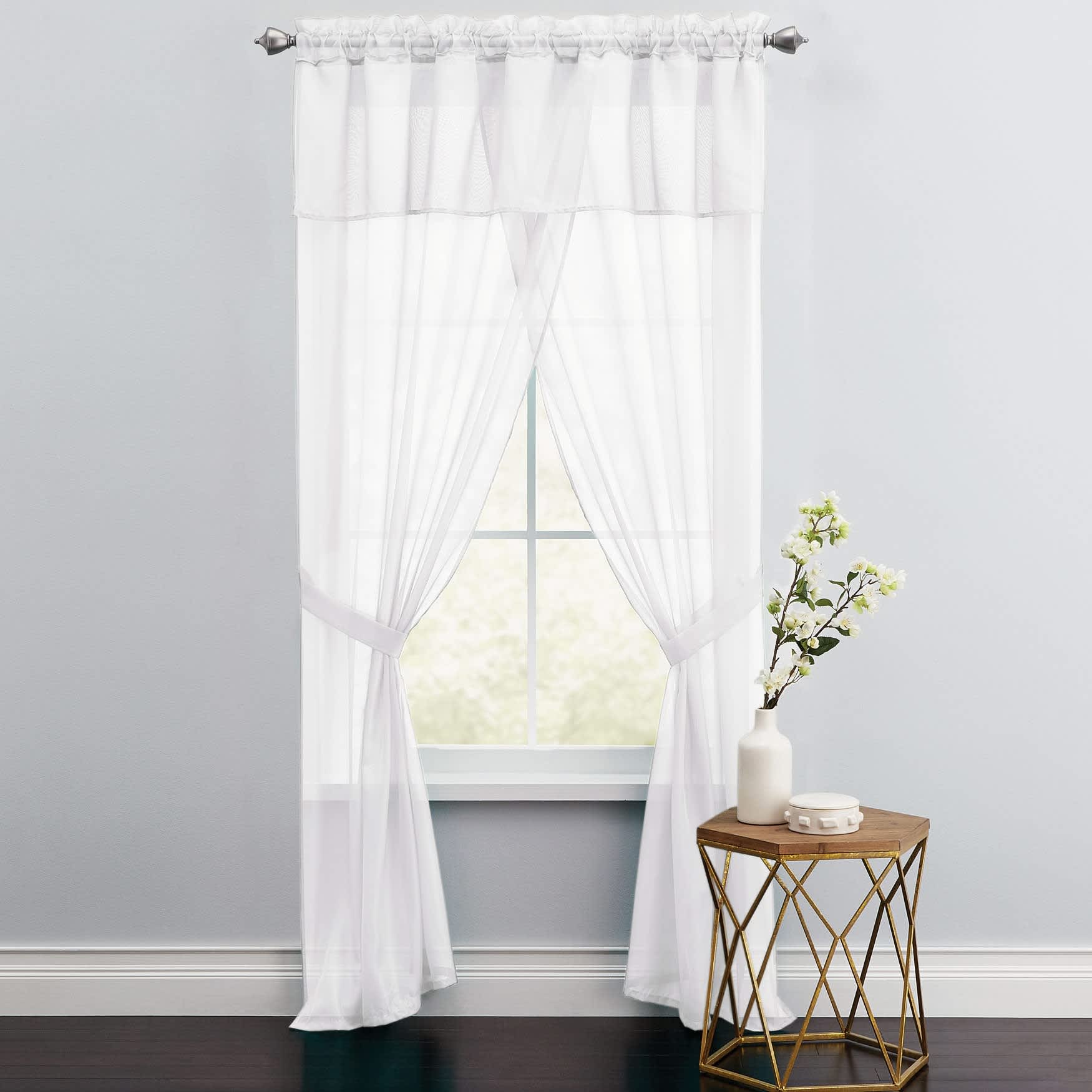 BrylaneHome 196696892835 BH Studio Sheer Voile 5 Piece One-Rod Curtain Set