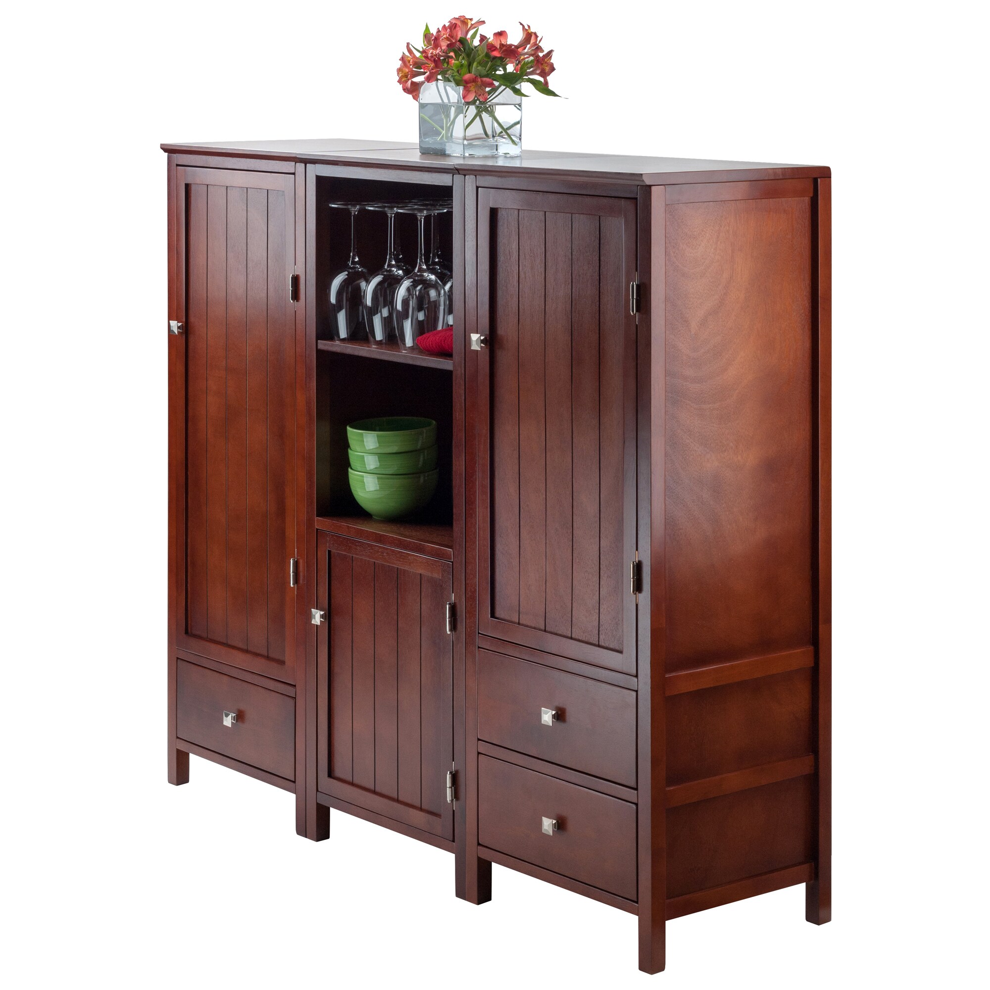 Winsome Wood Brooke Transitional Walnut Asian Hardwood Sideboard