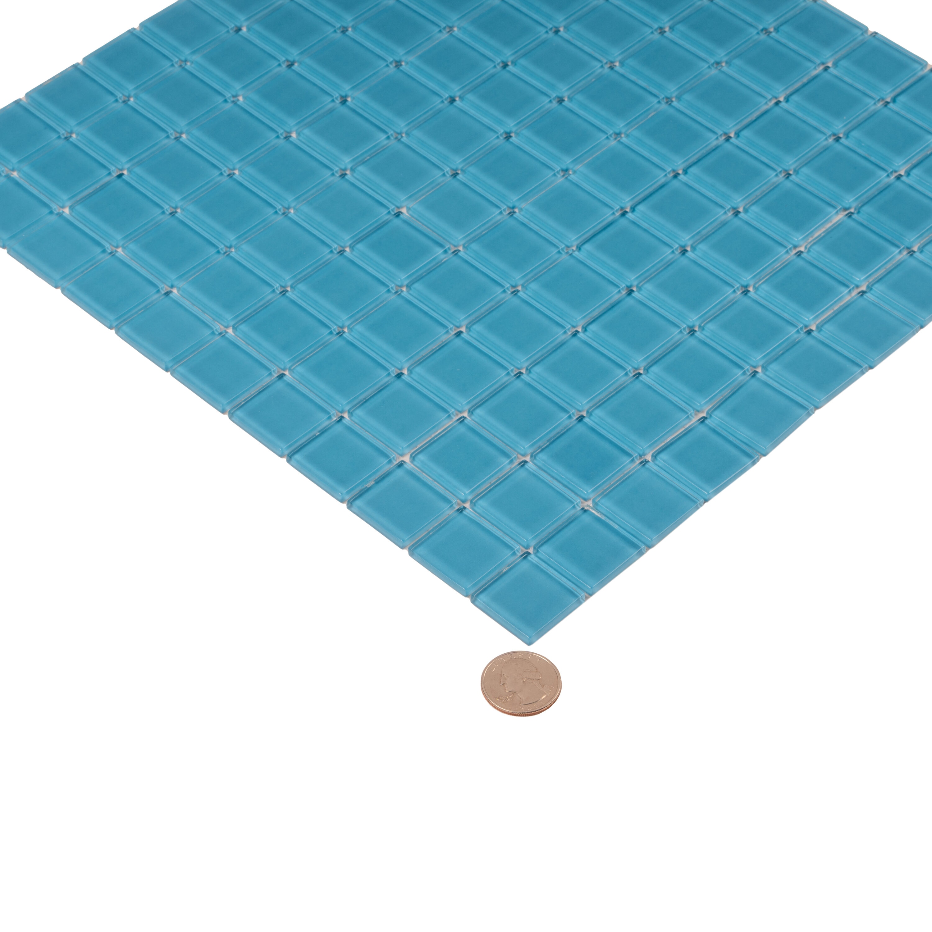 Apollo Tile (Sample) Colorway Cerulean Blue 4-in x 4-in Glossy Glass Uniform Squares Cement Look Floor and Wall Tile