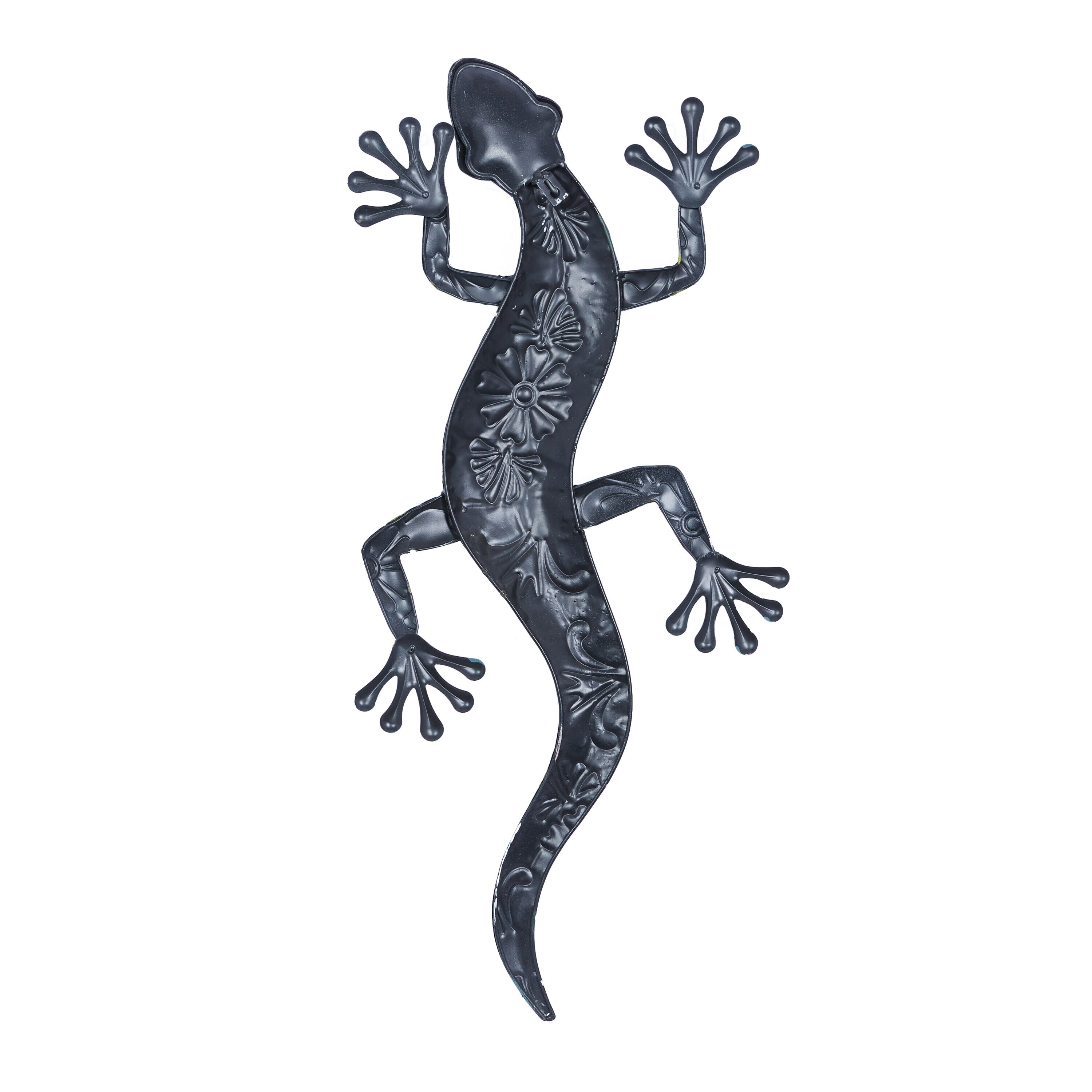 Multi-Colored Metal Floral Lizard Wall Decor, 32" x 15"