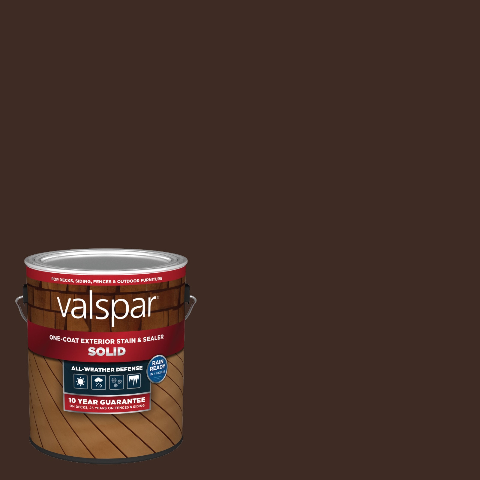 Classic Mahogany Solid Exterior Wood Stain and Sealer (1-Gallon) in Brown | - Valspar CLSSC MAHGNY-1028091