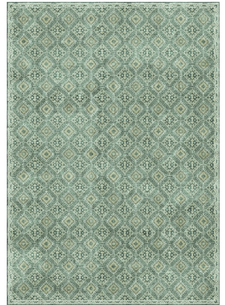 allen + roth 669467 Olive Poppy 5 x 7 (ft) Loomed Polyester Green Rectangular Indoor Floral/Botanical French Country Area rug
