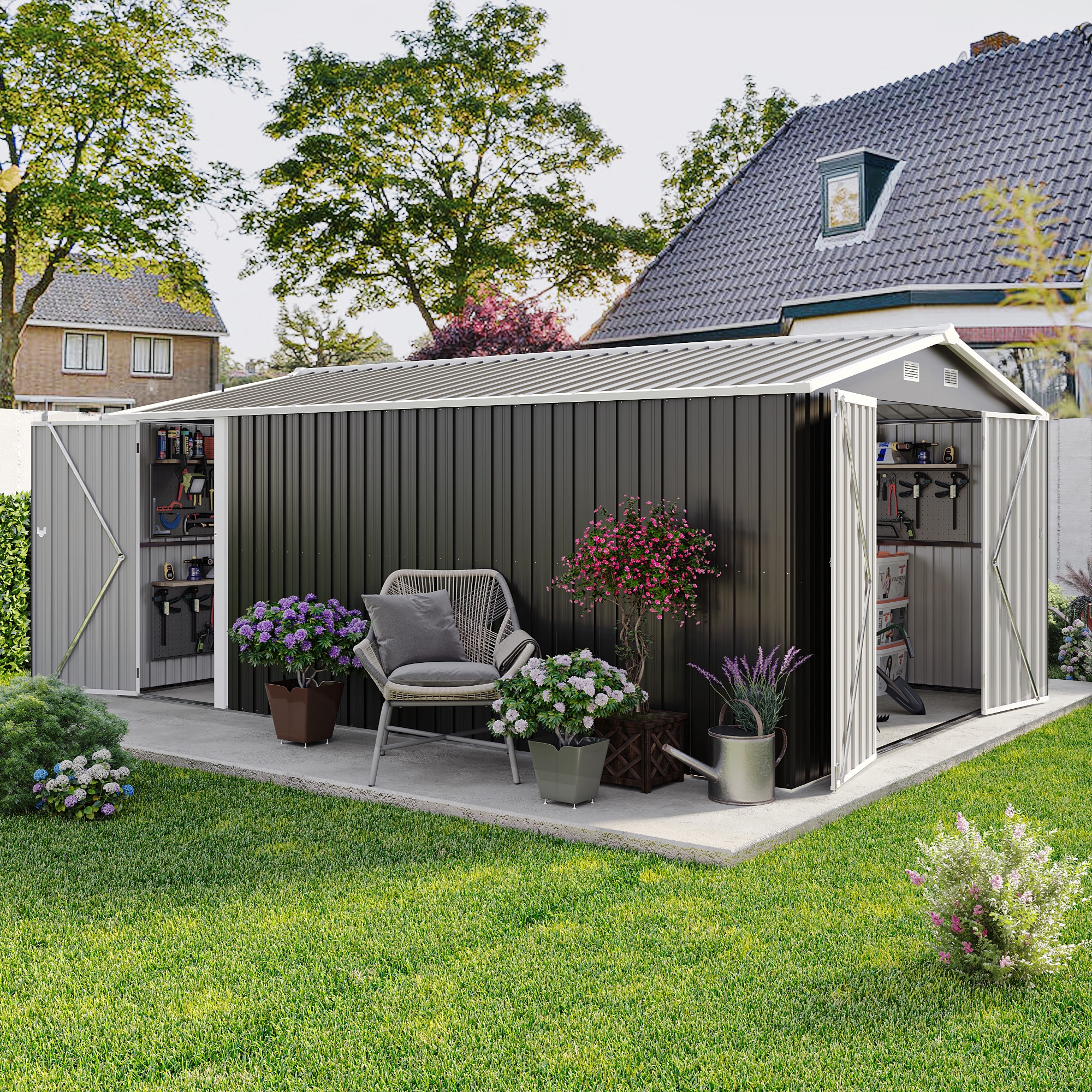 WELLFOR GT-HPY-3733GR+ Metal-Storage-Buildings-Sheds - View #3