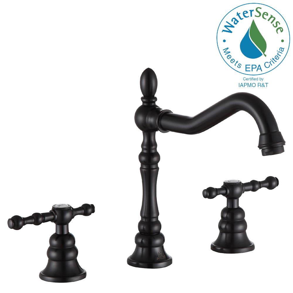 ANZZI L-AZ184ORB Highland Oil rubbed bronze Widespread 2-handle WaterSense Mid-arc Residential Handle Bathroom Sink Faucet