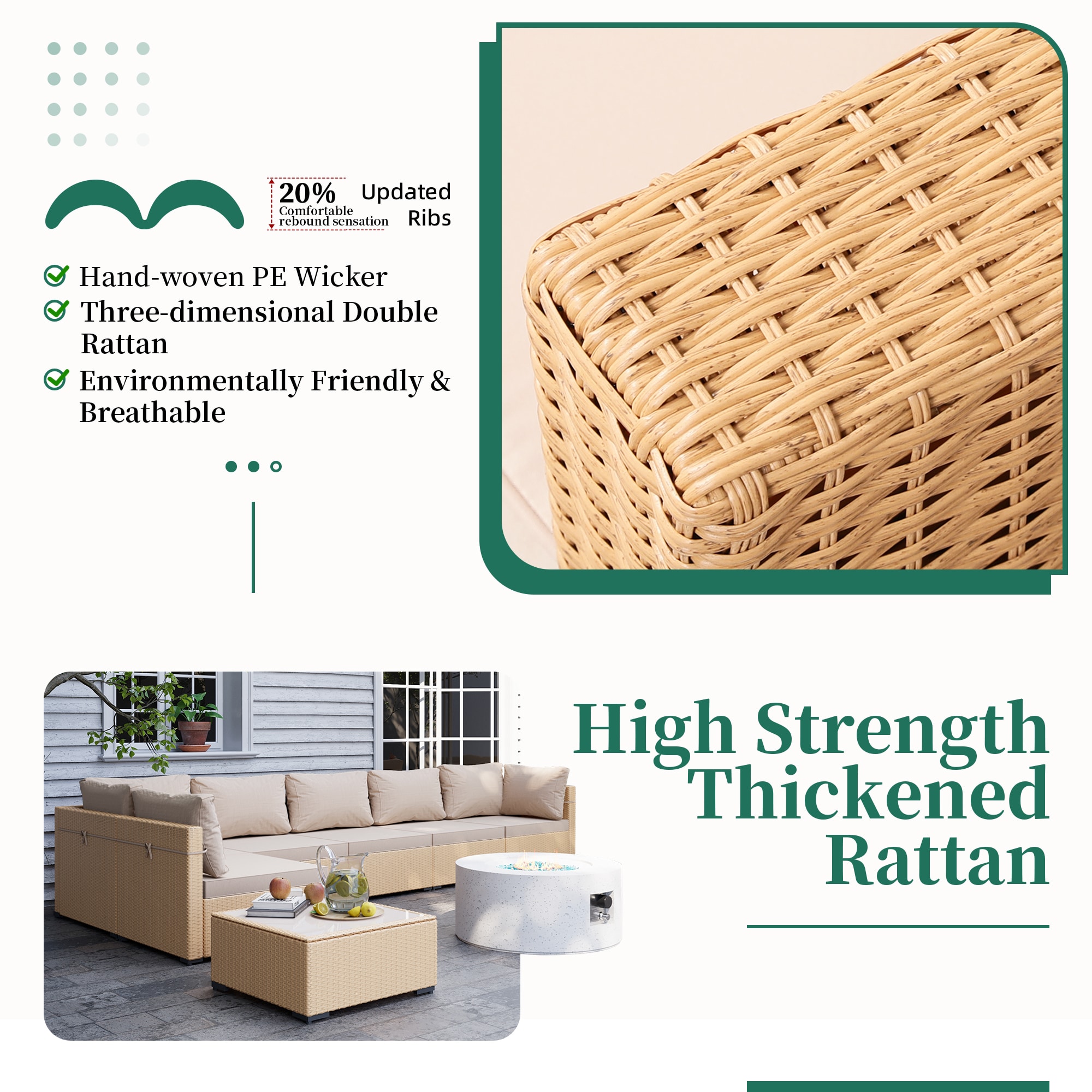 UPHA TBBE-ABC28SYMB-BEIGE Patio-Conversation-Sets - View #4