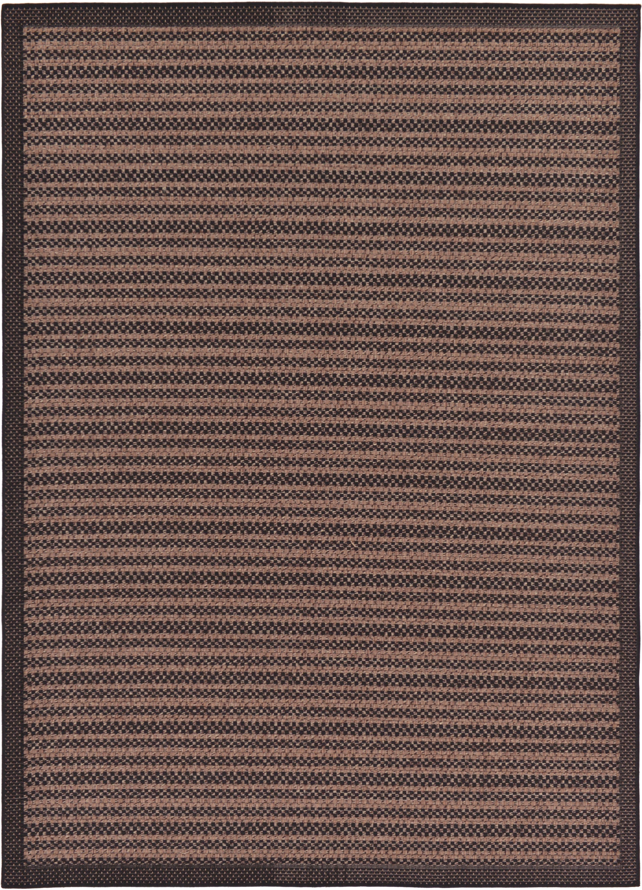 Unique Loom 3126506 Checkered Outdoor 7 x 10 (ft) Loomed Polypropylene Black/Brown Rectangular Indoor/Outdoor Stripe Area rug