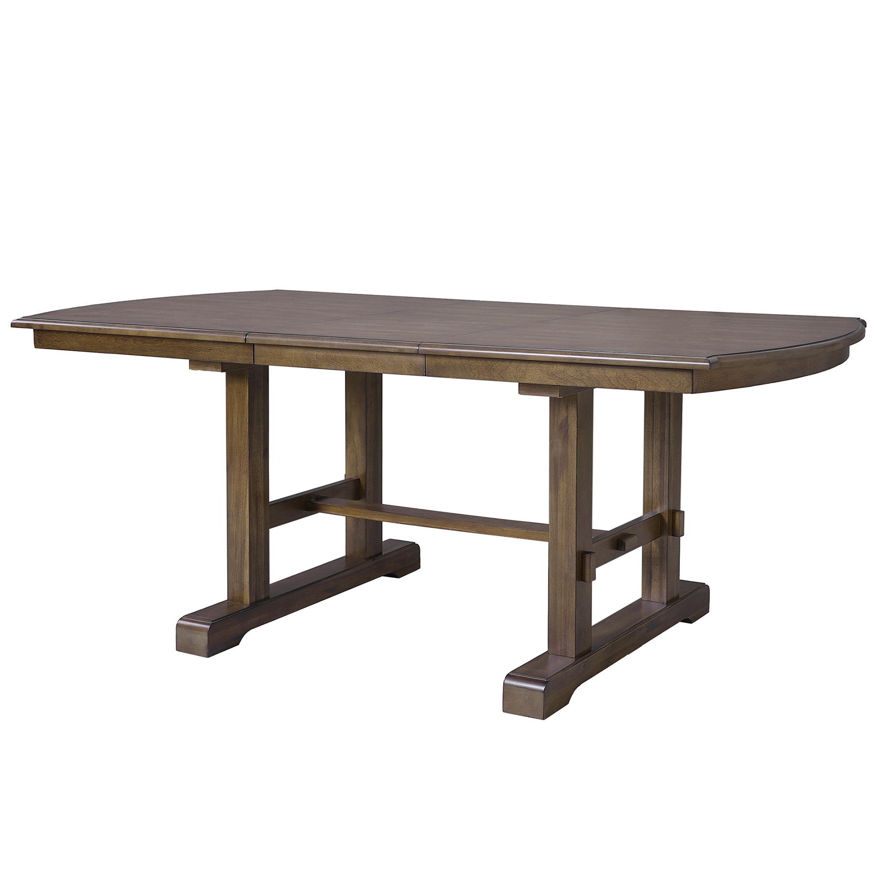 SINOFURN - Brown Contemporary/Modern Extending Self-storing leaf MDF Dining Table, with Brown Fin...