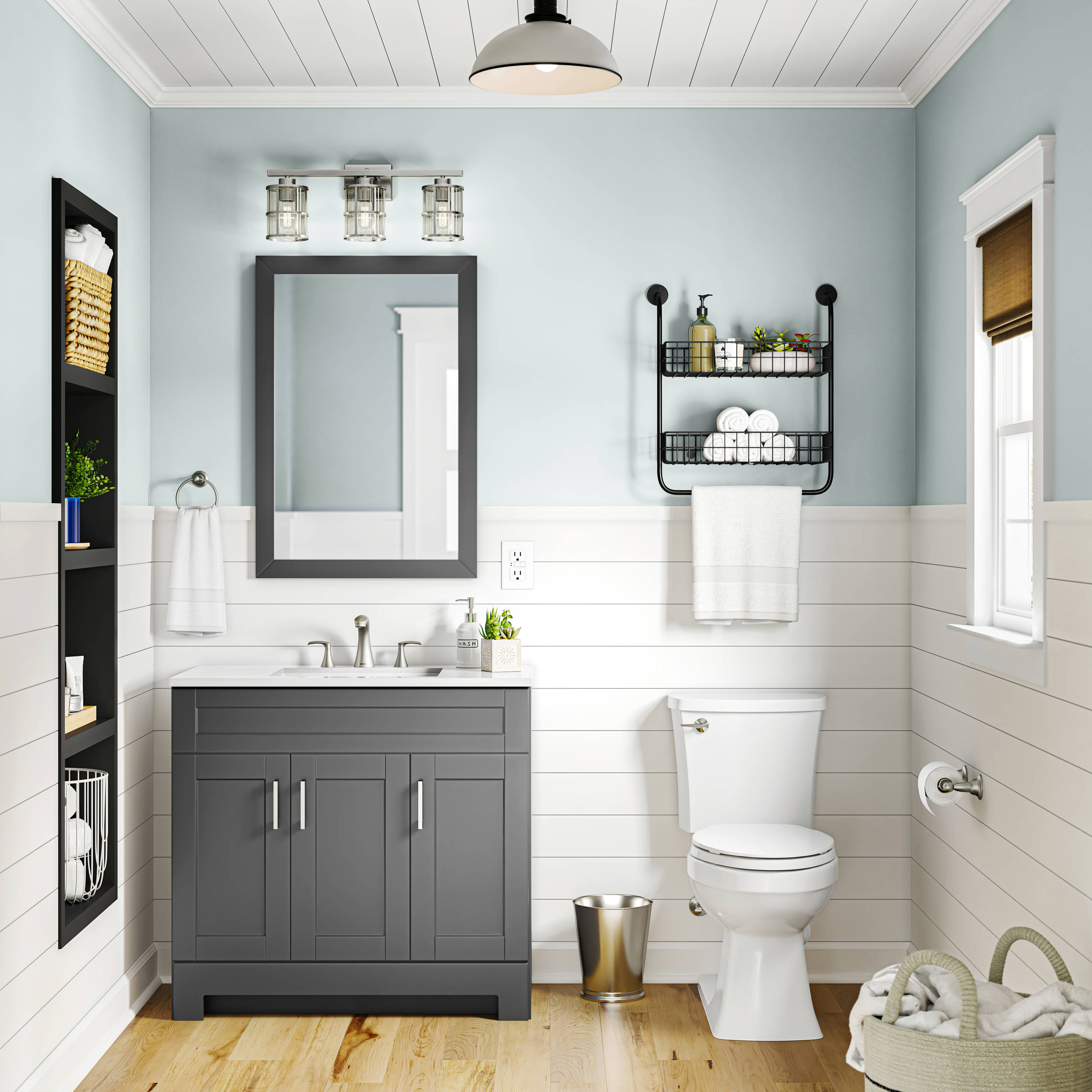 Dark gray bathroom vanity 48 inch