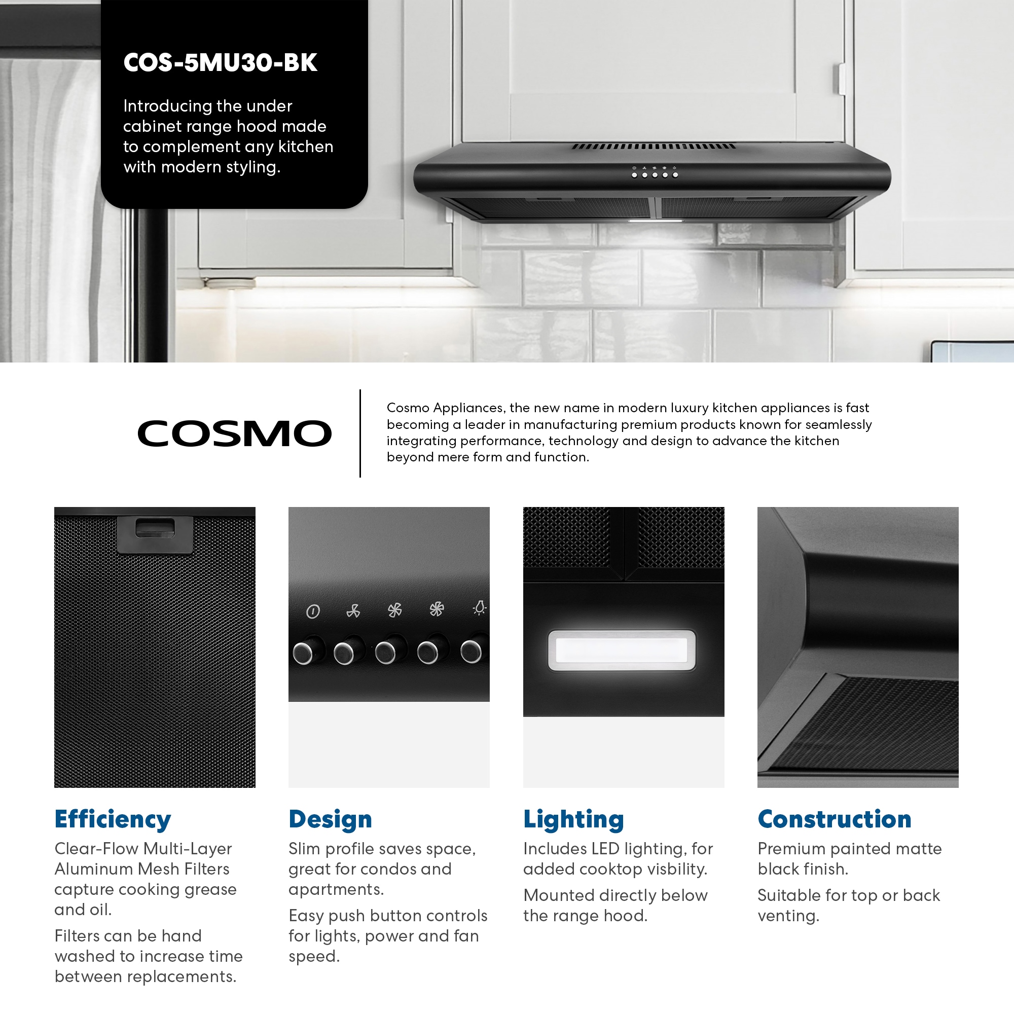 Cosmo COS-5MU30-BK Undercabinet-Range-Hoods - View #4