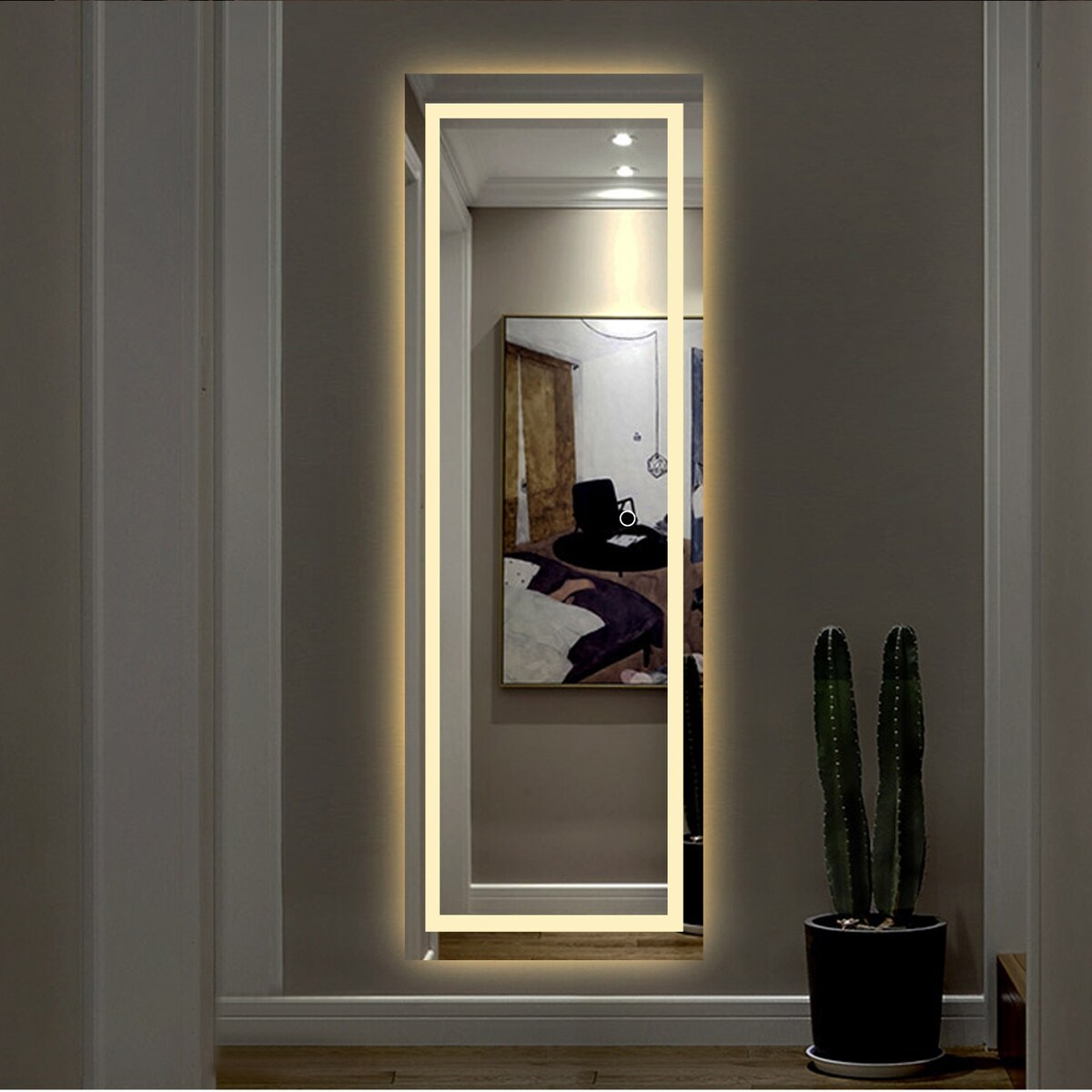 HomeRoots LED Strip Rectangular Wall Mirror at Lowes.com