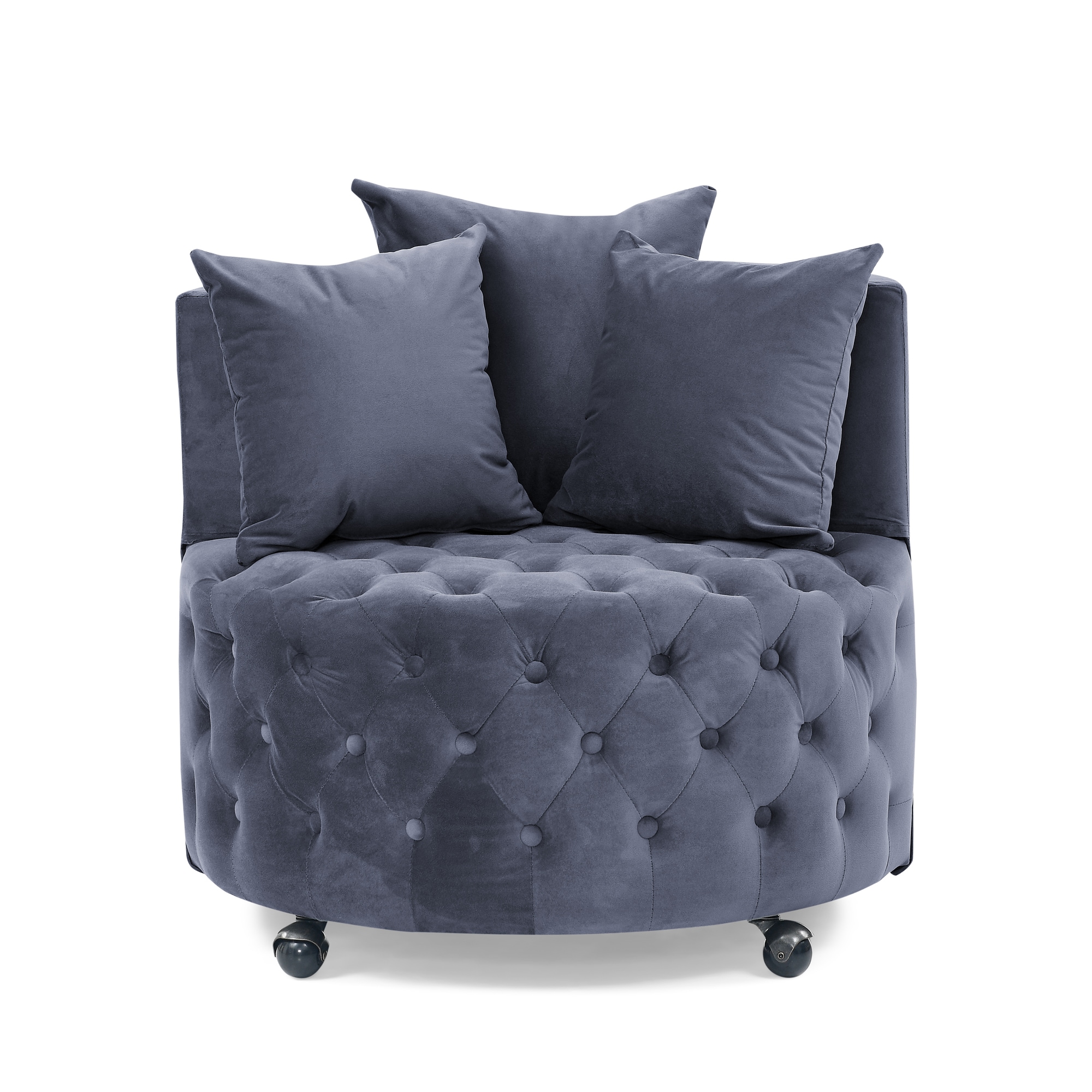 SINOFURN SYA610011BG Rustic Gray Velvet Swivel Club Chair