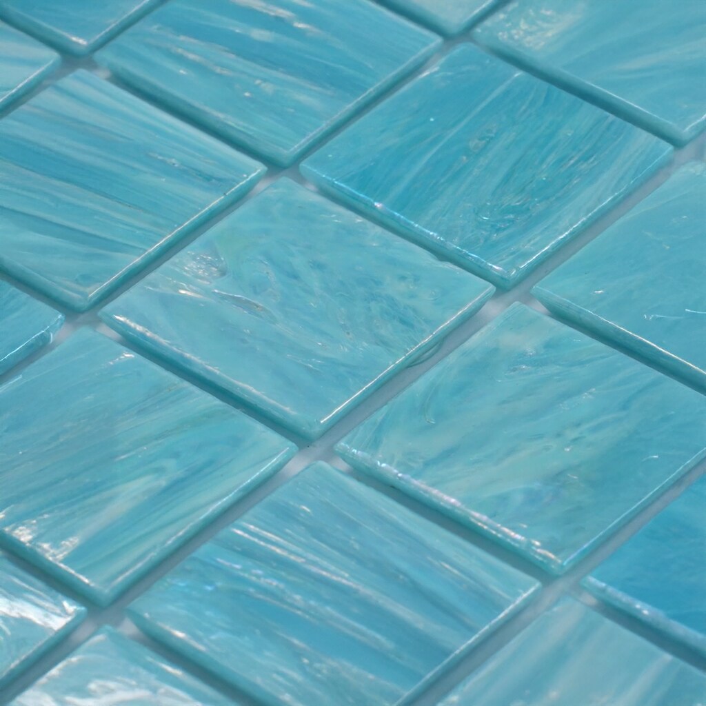 Celestial 12 in. x 12 in. Glossy Light Teal Blue Glass Mosaic Tile