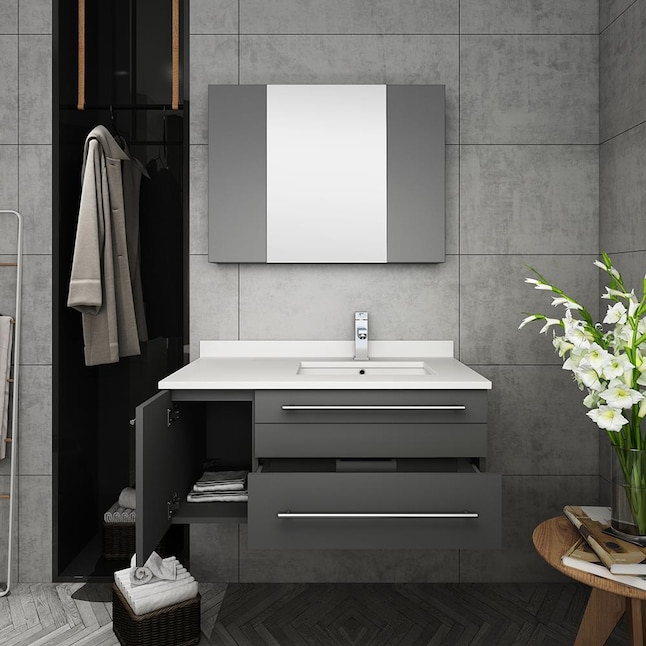 Undermount Single Sink Bathroom Vanity, Modern White Bathroom Vanity 36 Inch