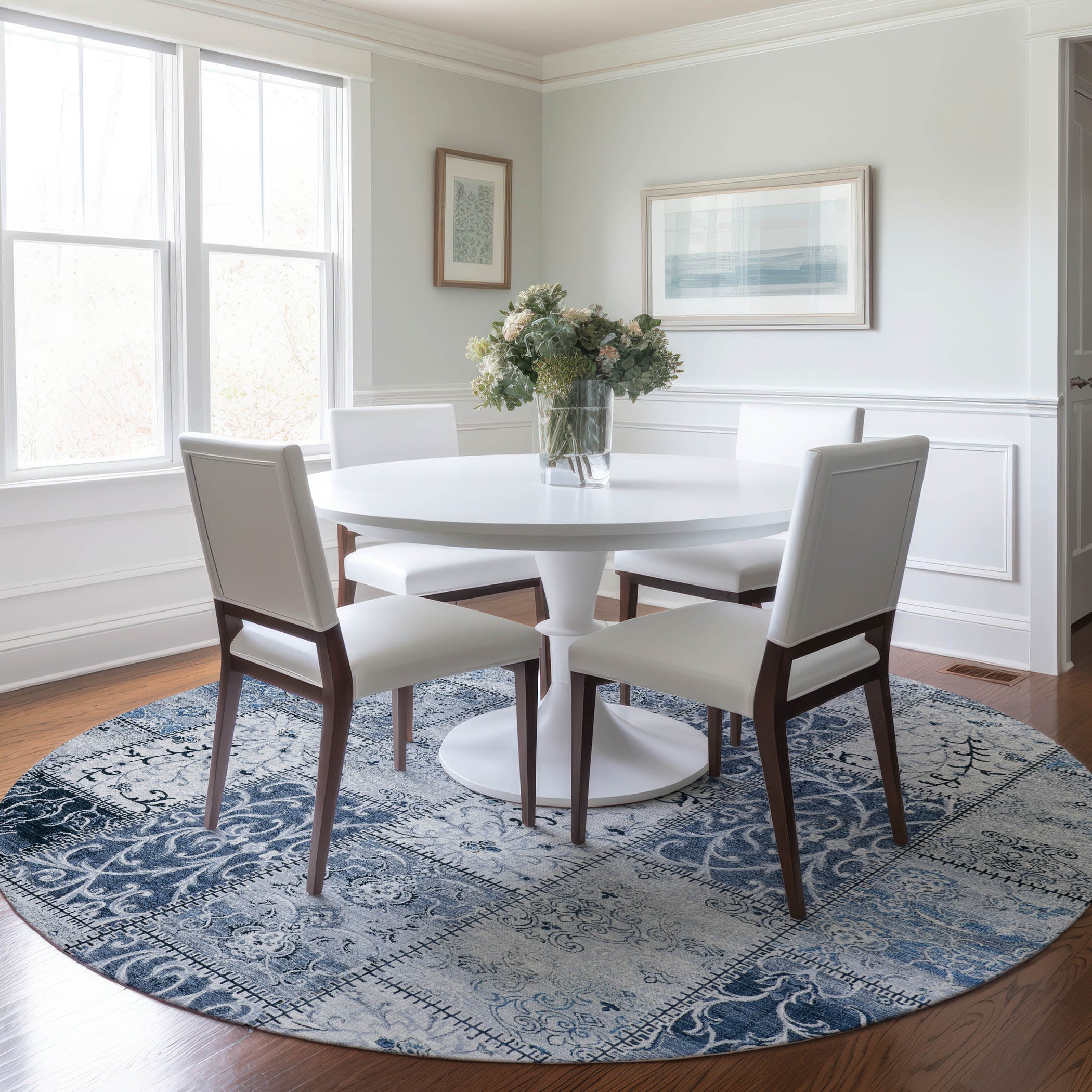 Addison Rugs ACN566DN8RO Chantille ACN566DN 8 x 8 (ft) Polyester Denim Round Indoor/Outdoor Abstract Machine washable Area rug