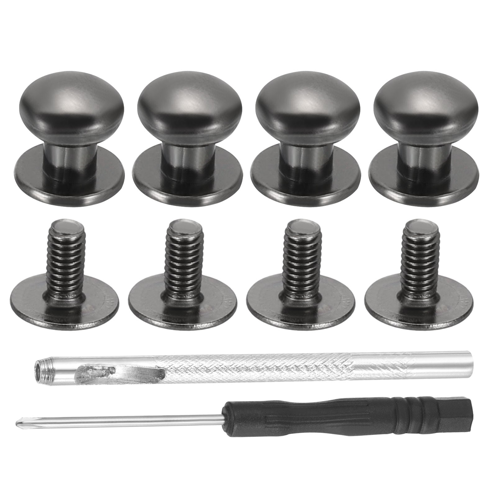 PATIKIL 9x8x6mm Spikes for Clothes 30 Sets Metal Button Spikes with Punch and Screwdriver Screw Kit Flat Head Rivets Screw DIY Leather Barrel Studs Hardware Trim Craft Black #S25112000UX3367