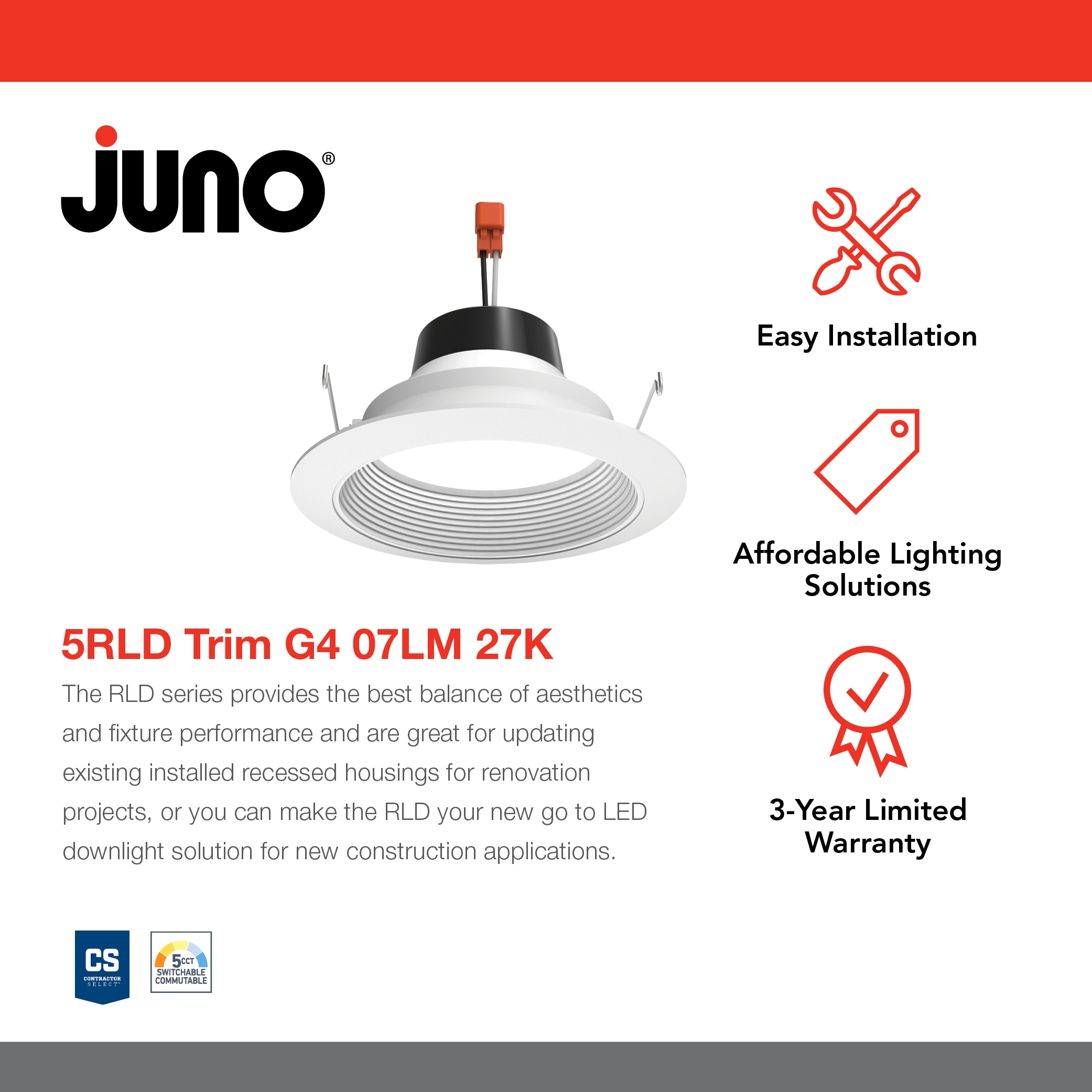 Juno 5RLDG407LM27K90CRI Led-Retrofit-Downlight - View #2